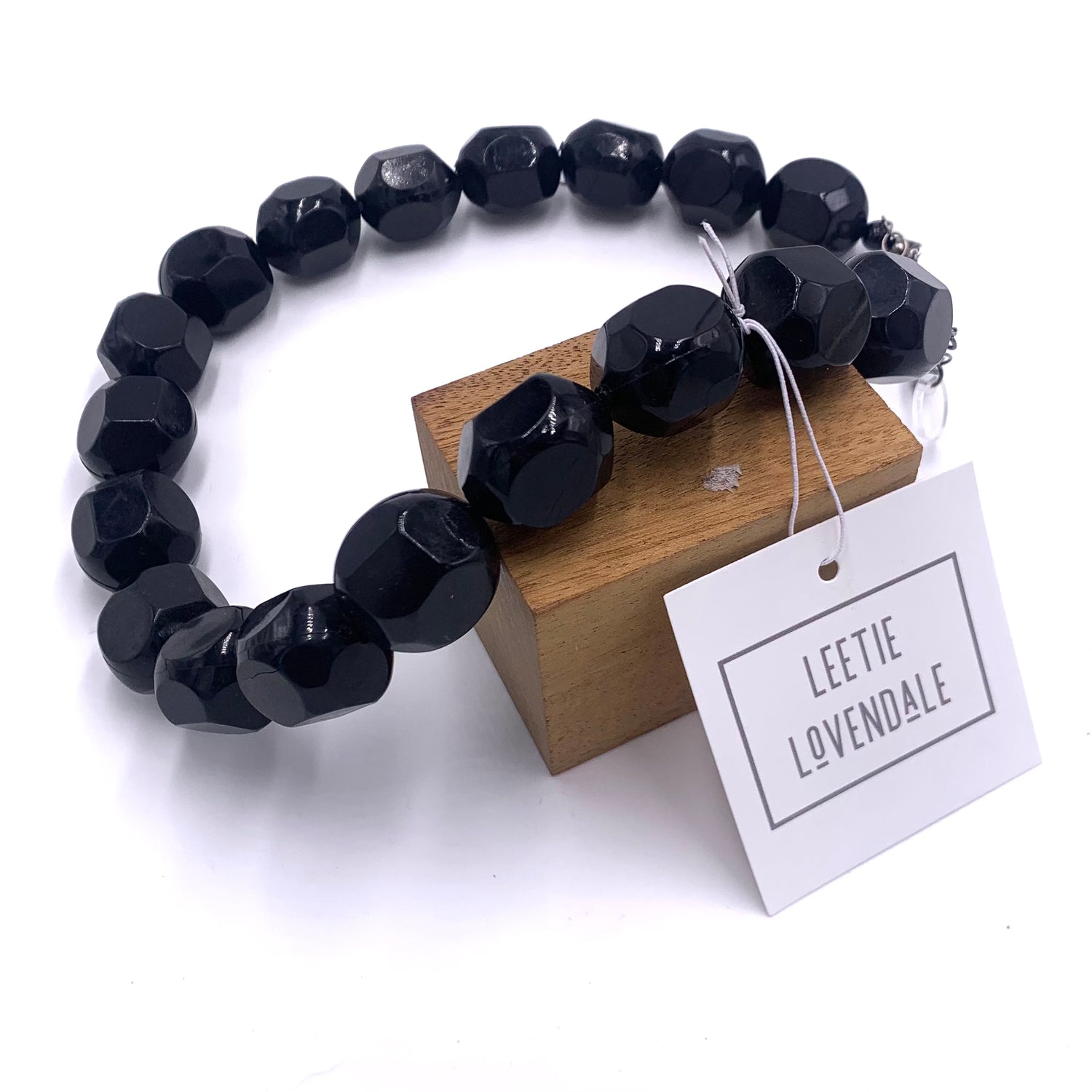 Black Chunky Facet Marco Necklace