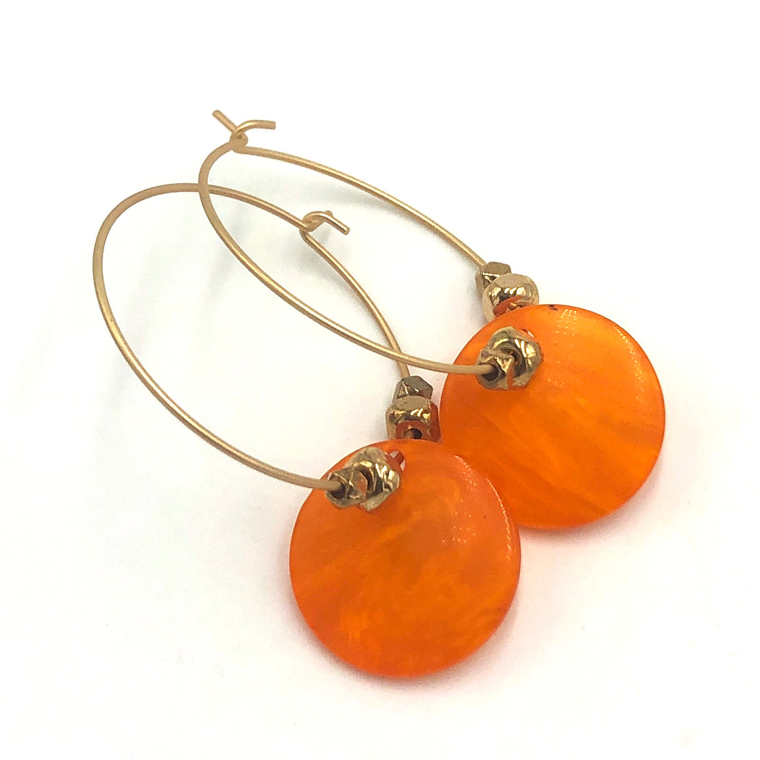 Tangerine Aura Disc Hoop Earrings