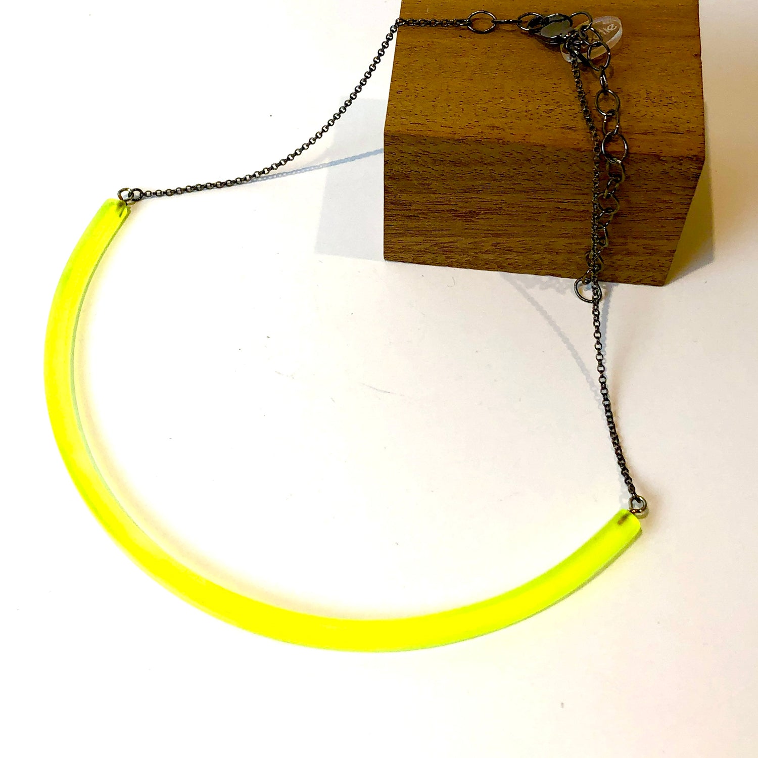Neon Yellow Frosted Bar Necklace