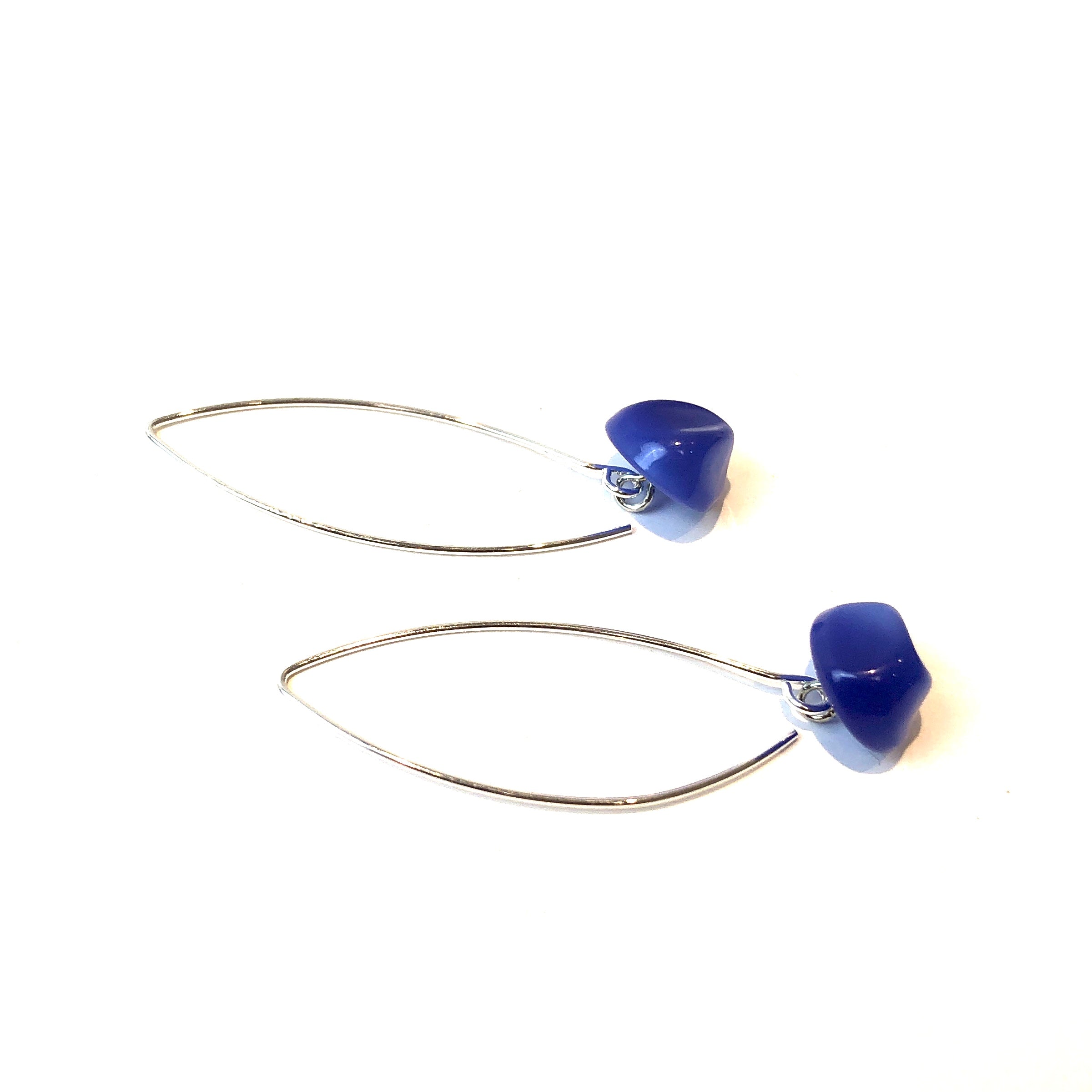 Blue Moonglow Button Raindrop Earrings