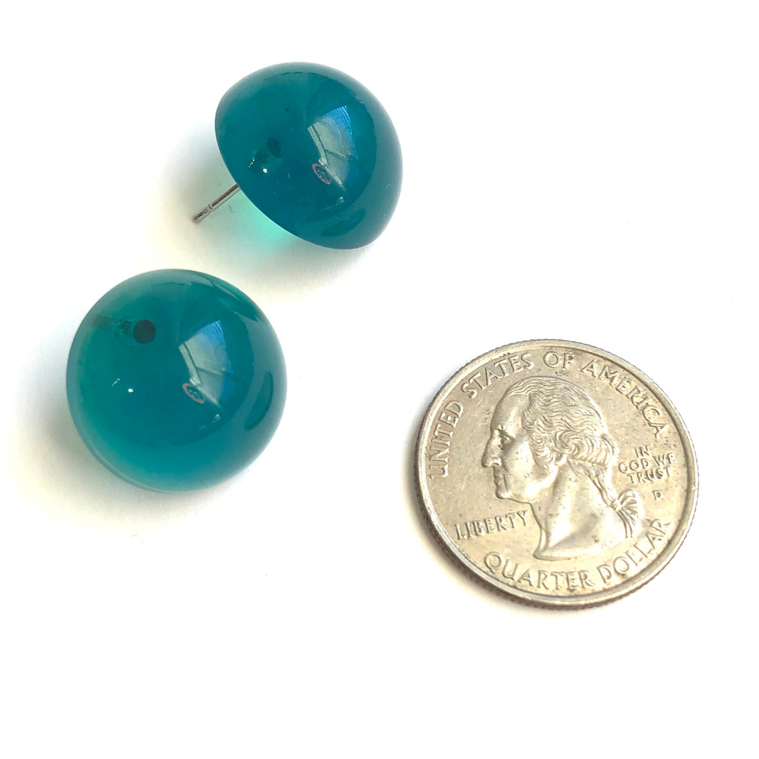 teal button studs