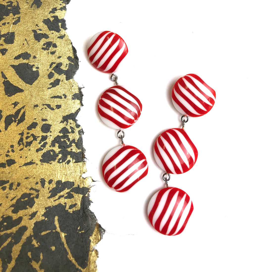 red candy cane earrings