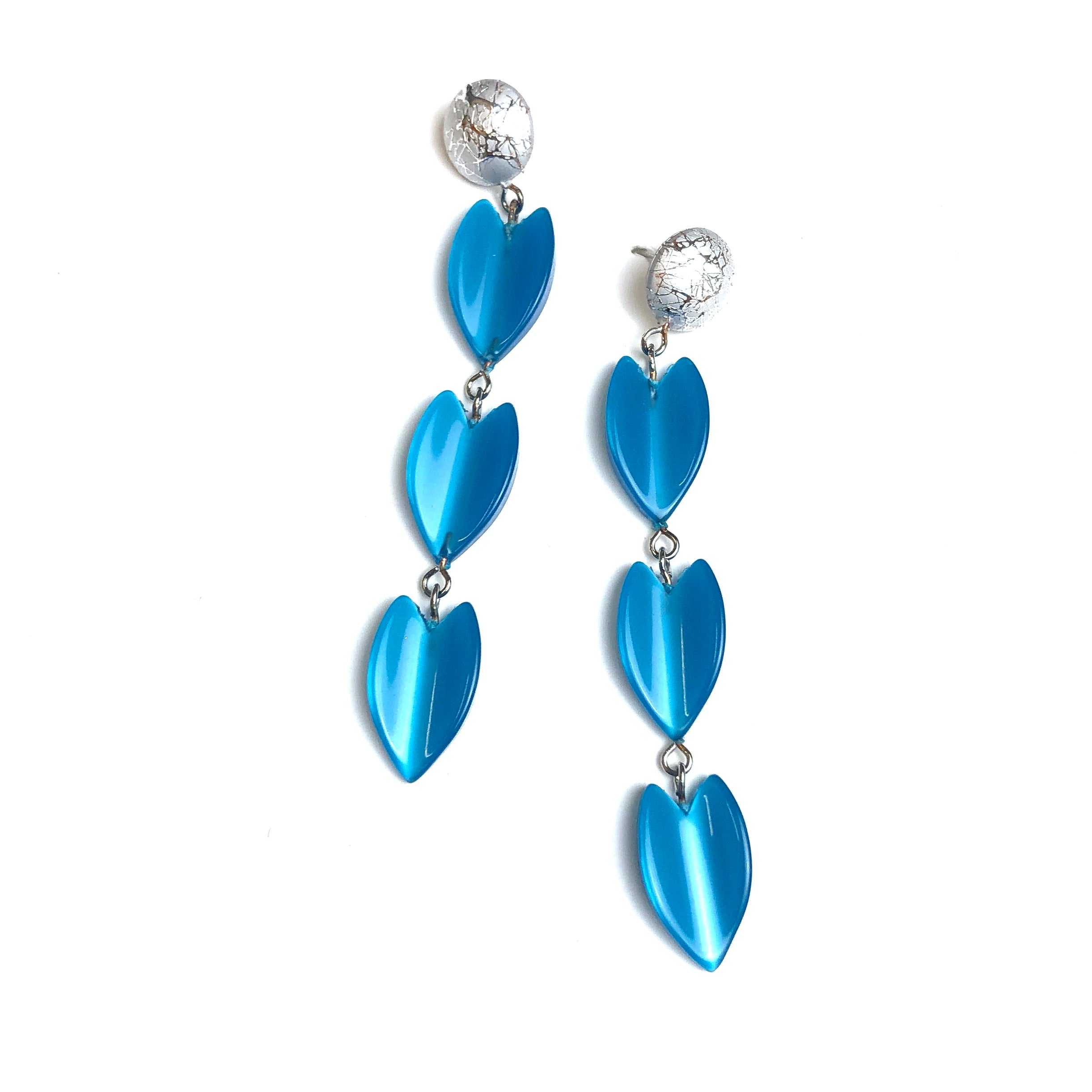 long blue silver earrings