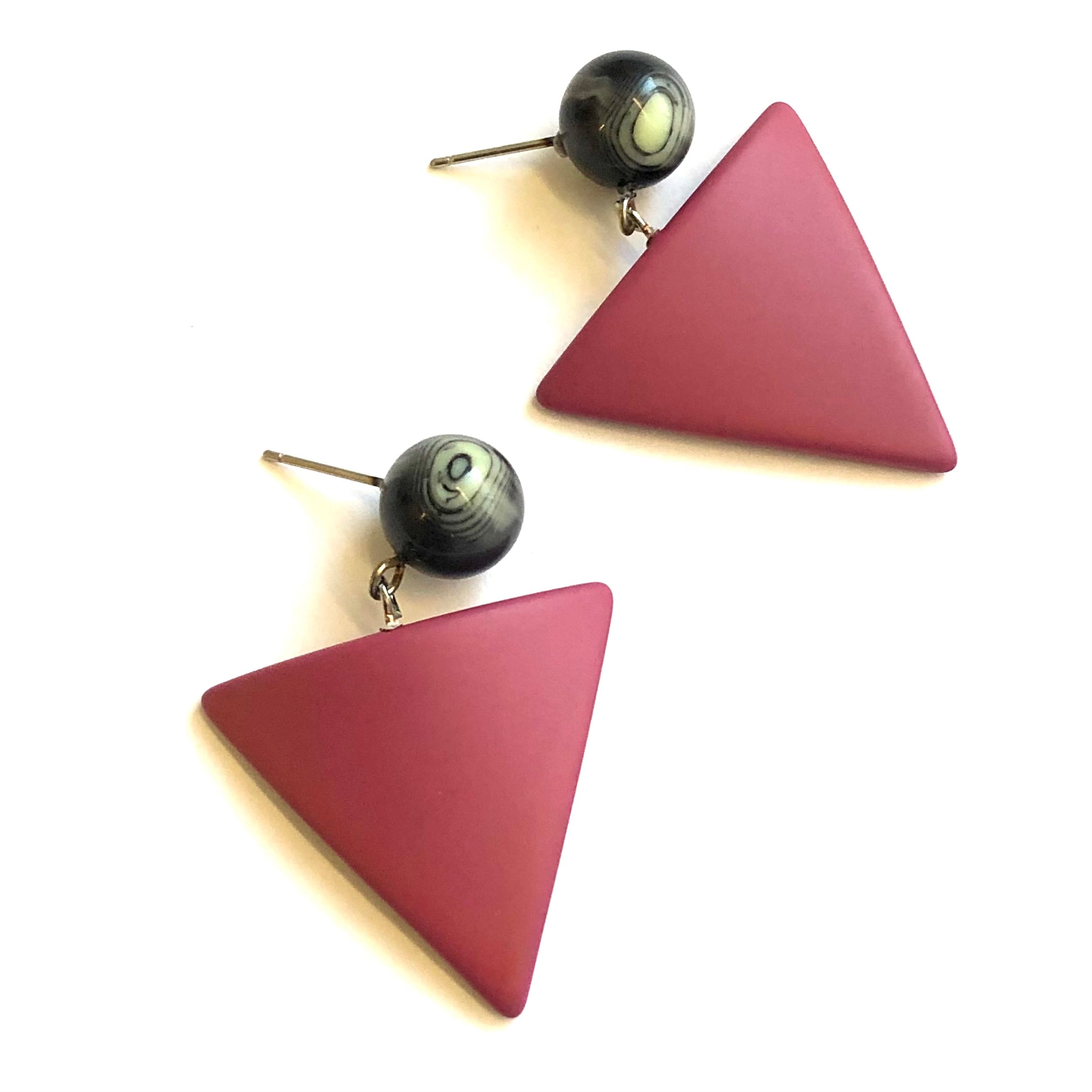 magenta and ivory earrings