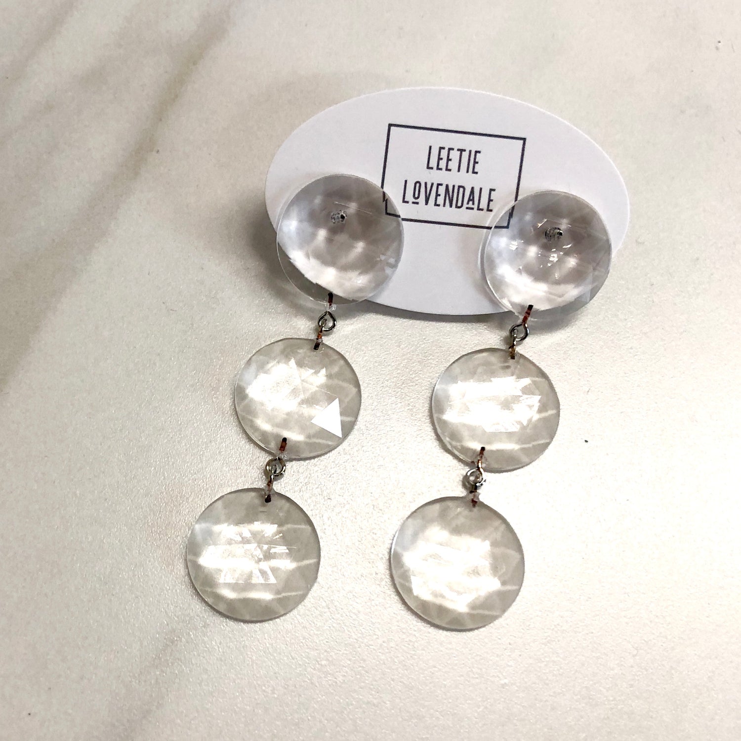 Clear Faceted Gem Tri Dot Donut Earrings