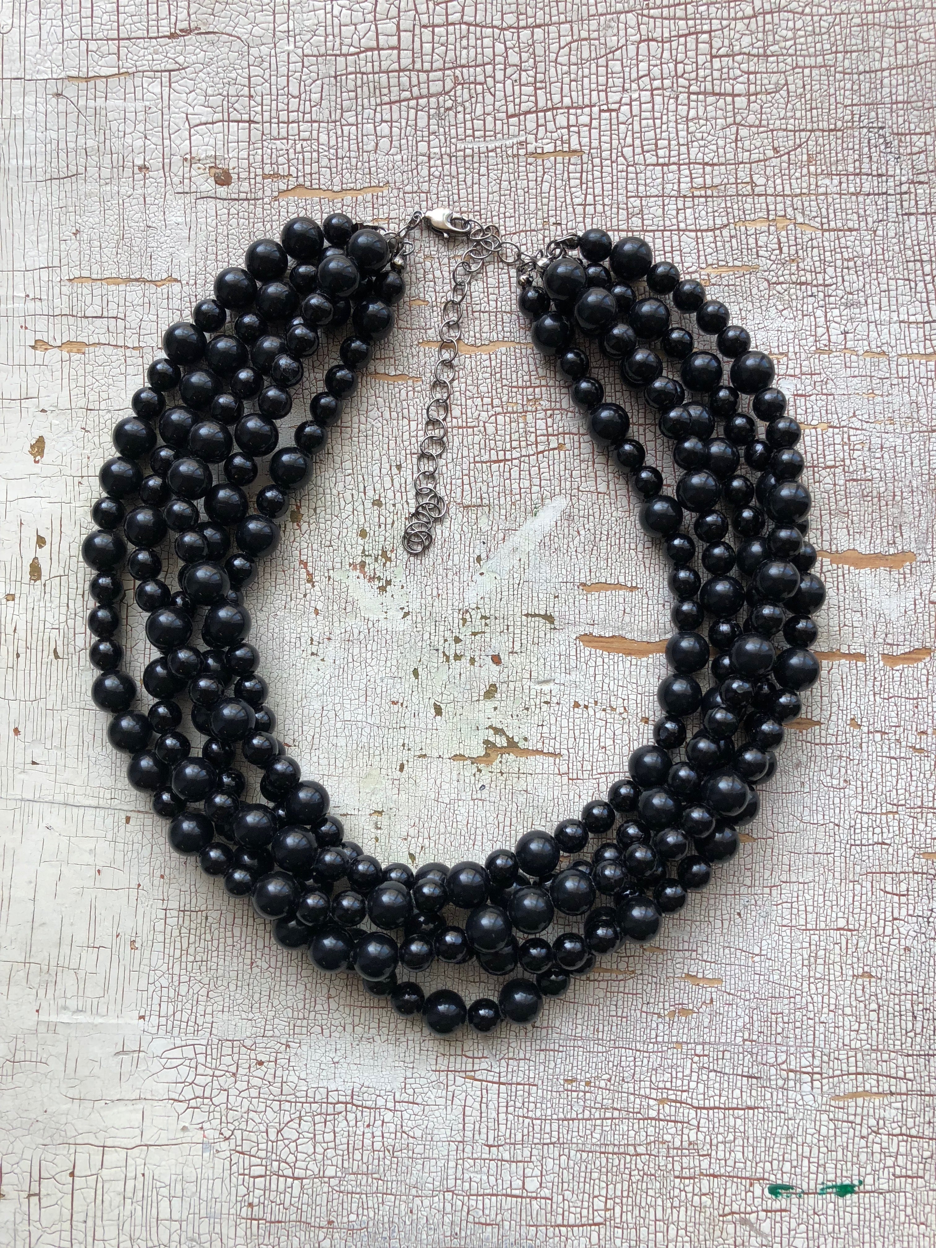 black sylvie necklace multi strand