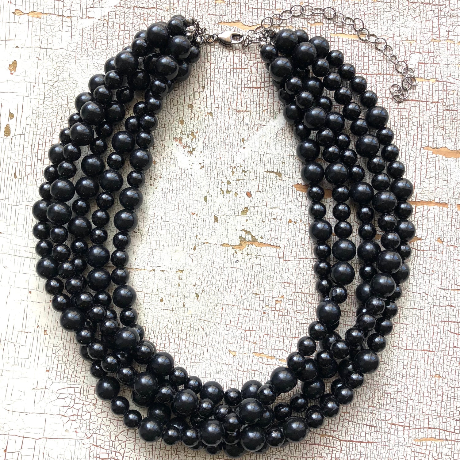 black multi strand necklace