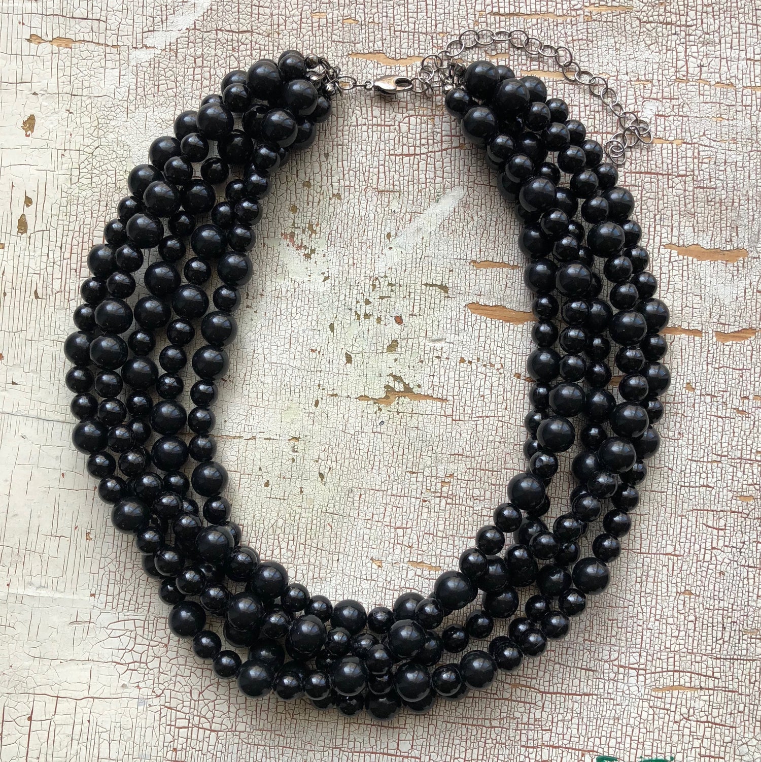 black beaded chunky necklace