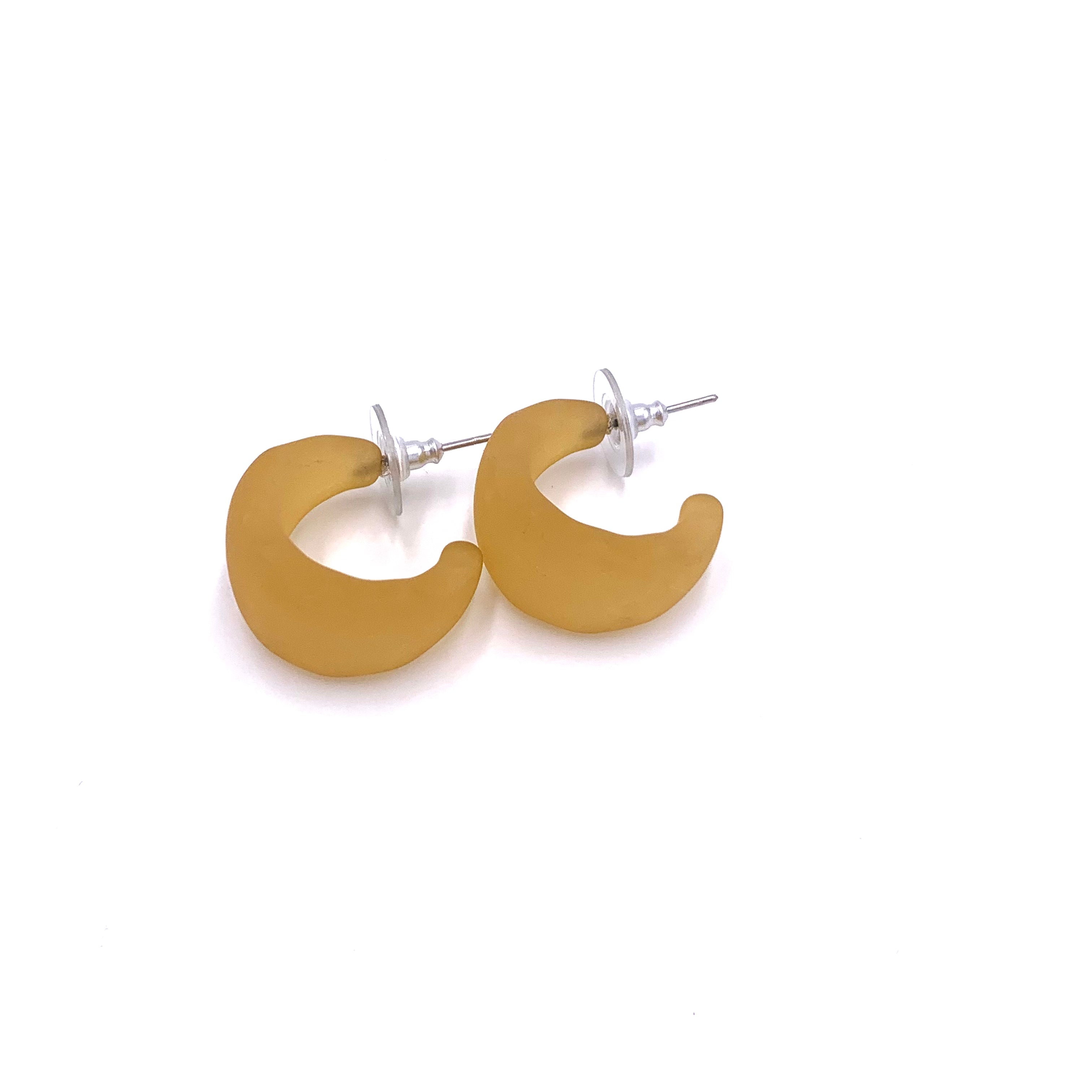 beige hoop earrings frosted acrylic