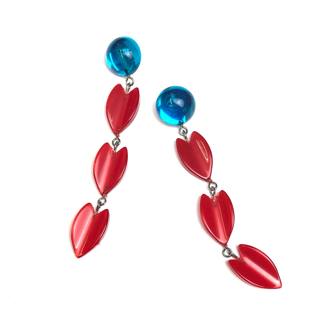 Capri &amp; Cherry Red Moonglow Lucite Statement Earrings