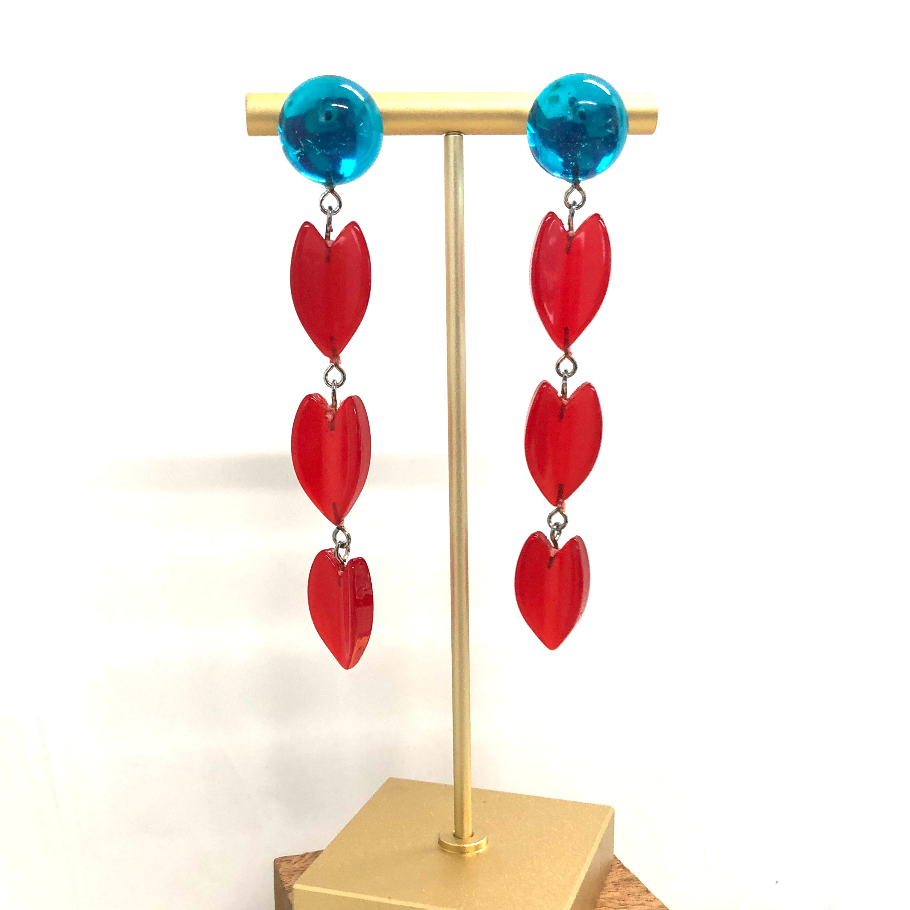 Capri &amp; Cherry Red Moonglow Lucite Statement Earrings