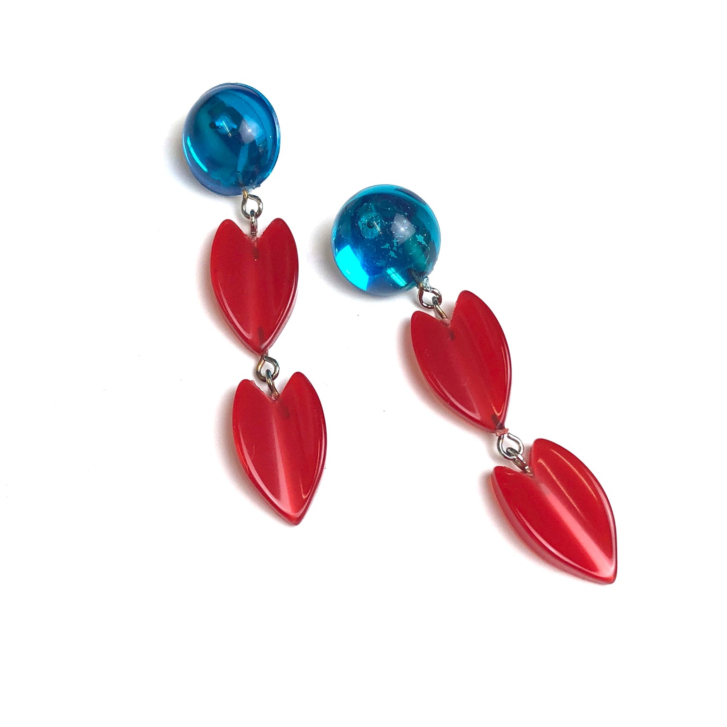 Capri &amp; Cherry Red Leaf Drop Statement Earrings