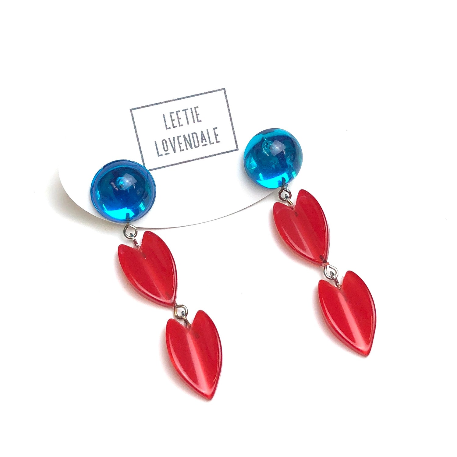 Capri &amp; Cherry Red Leaf Drop Statement Earrings