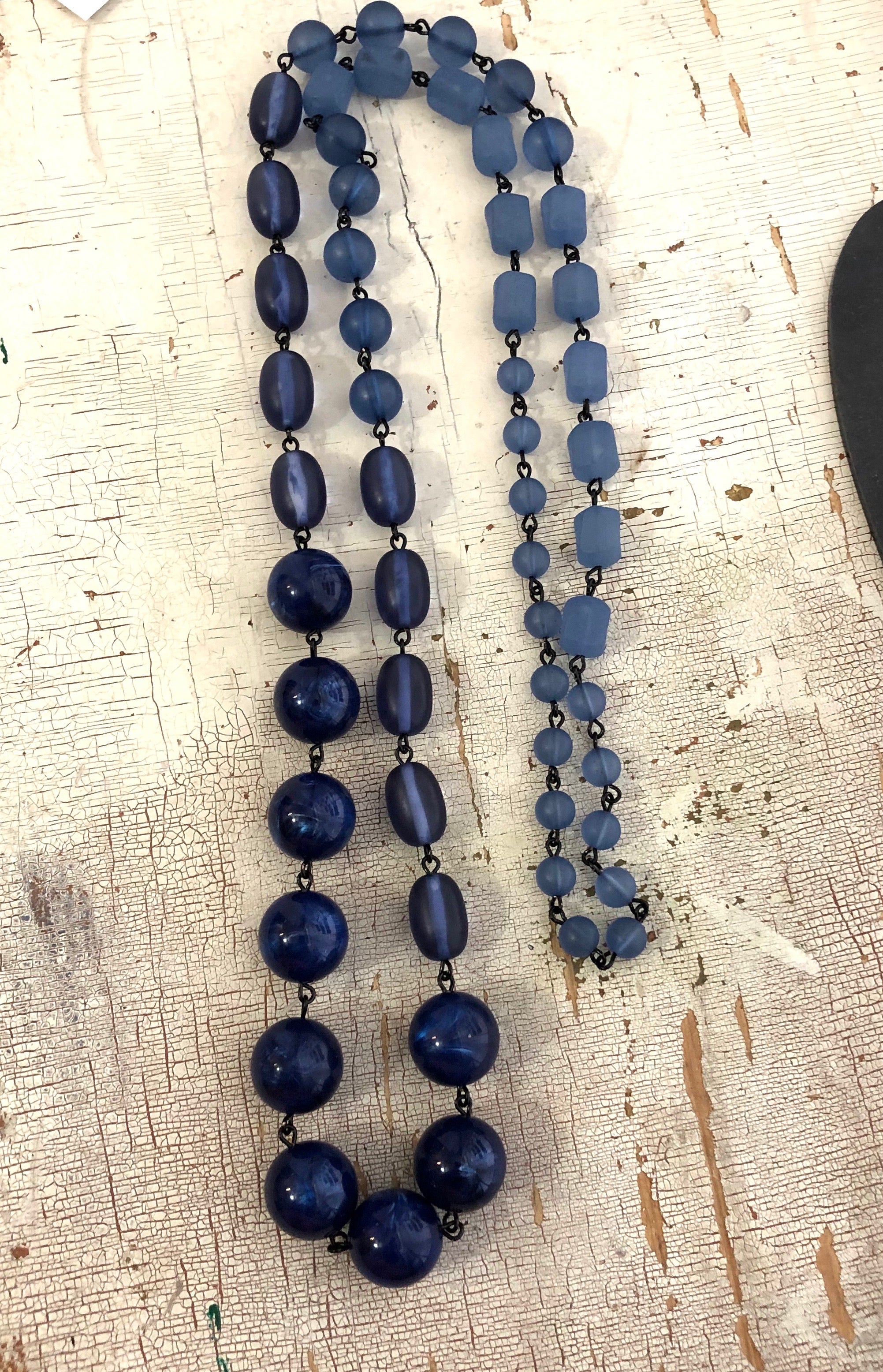 blue beaded necklace