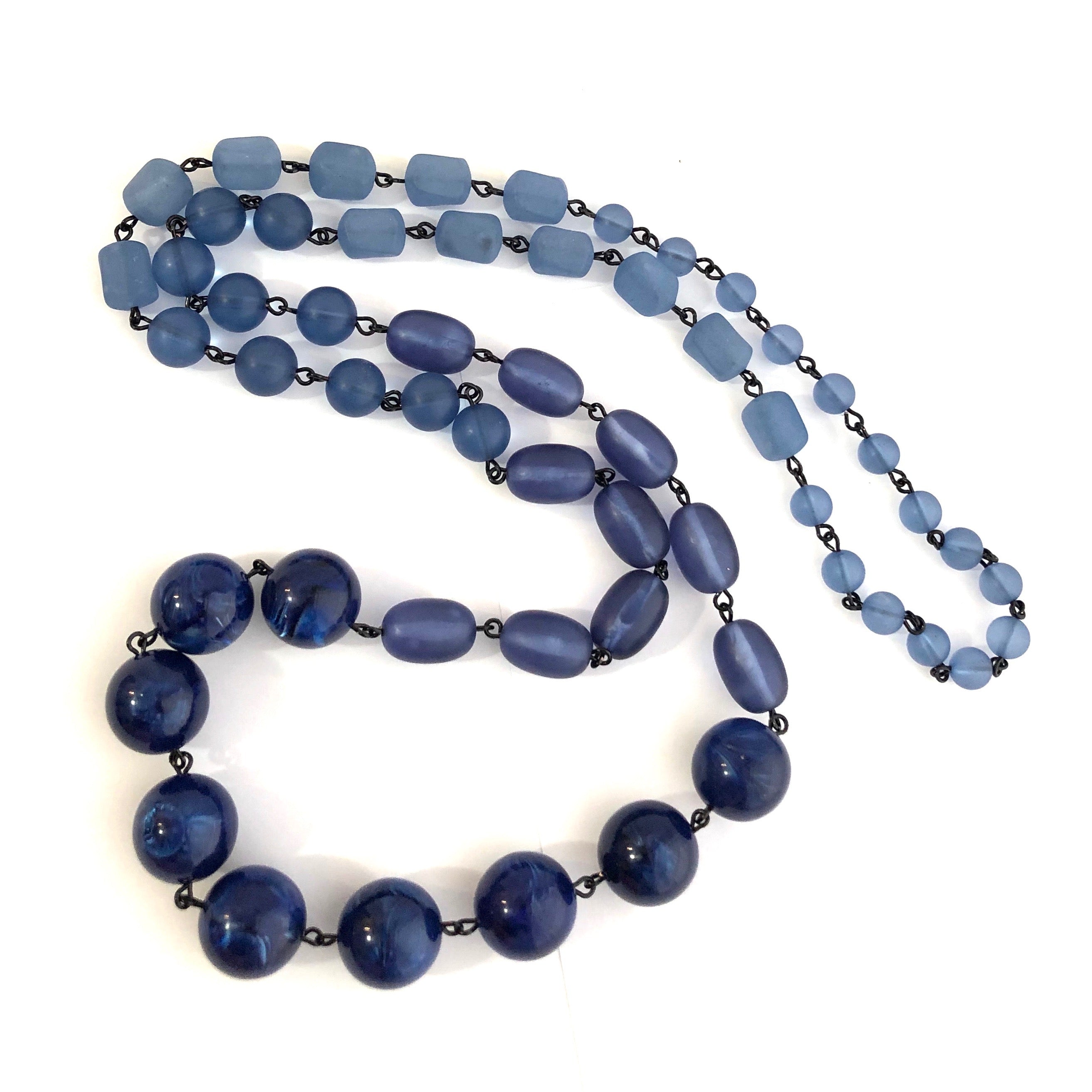 navy blue necklace beaded