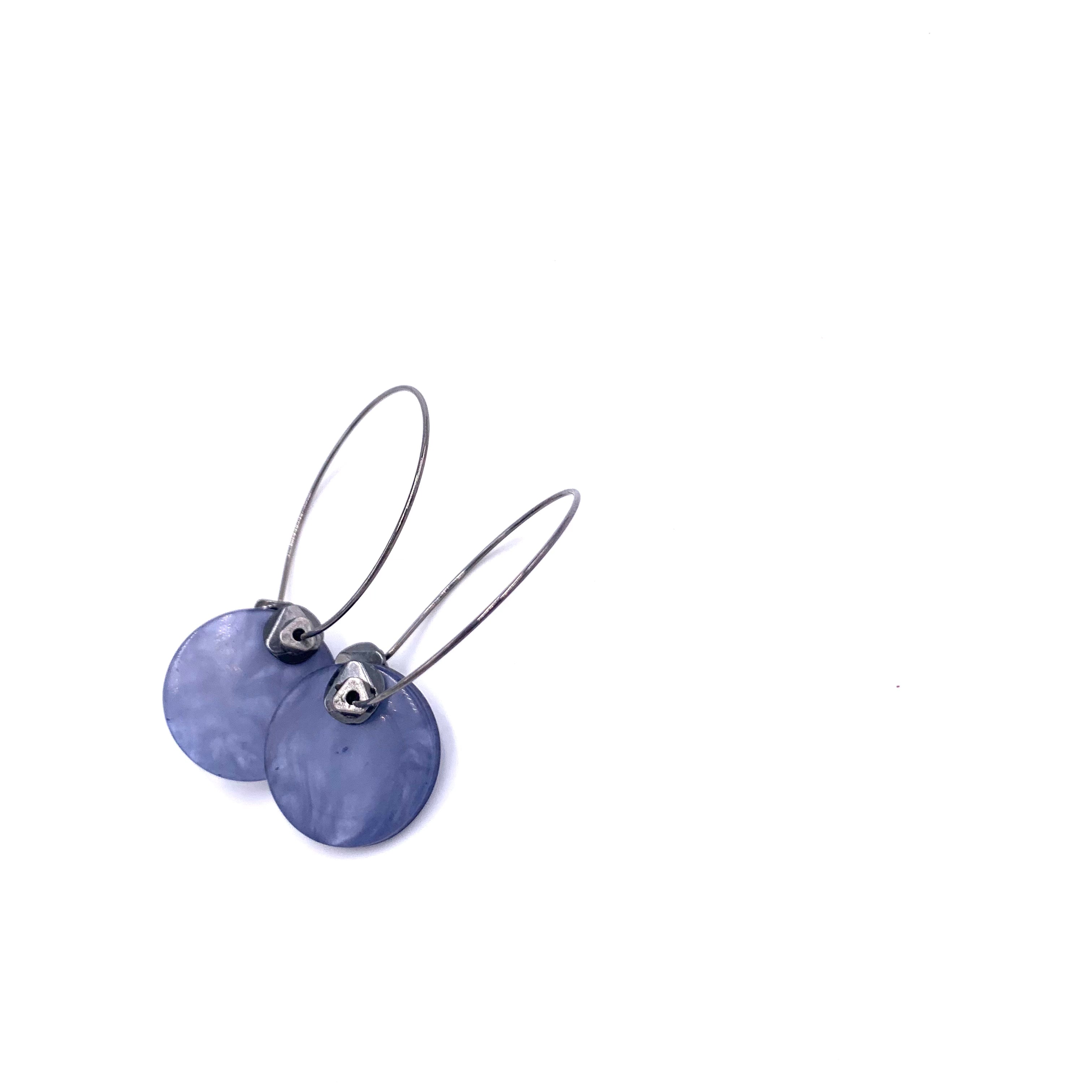 blue disc earrings