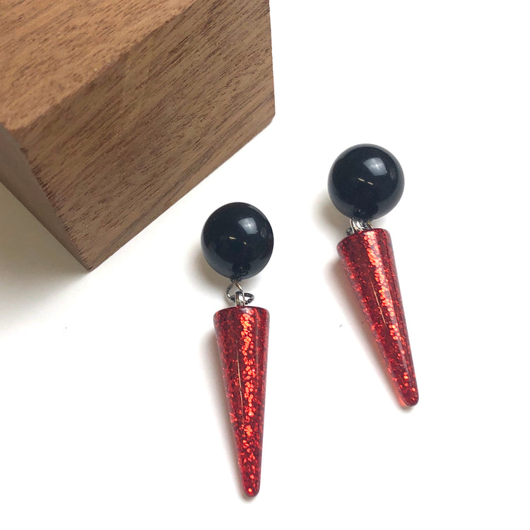 red sparkle earrings