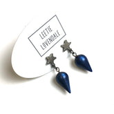 dark blue lucite star earrings