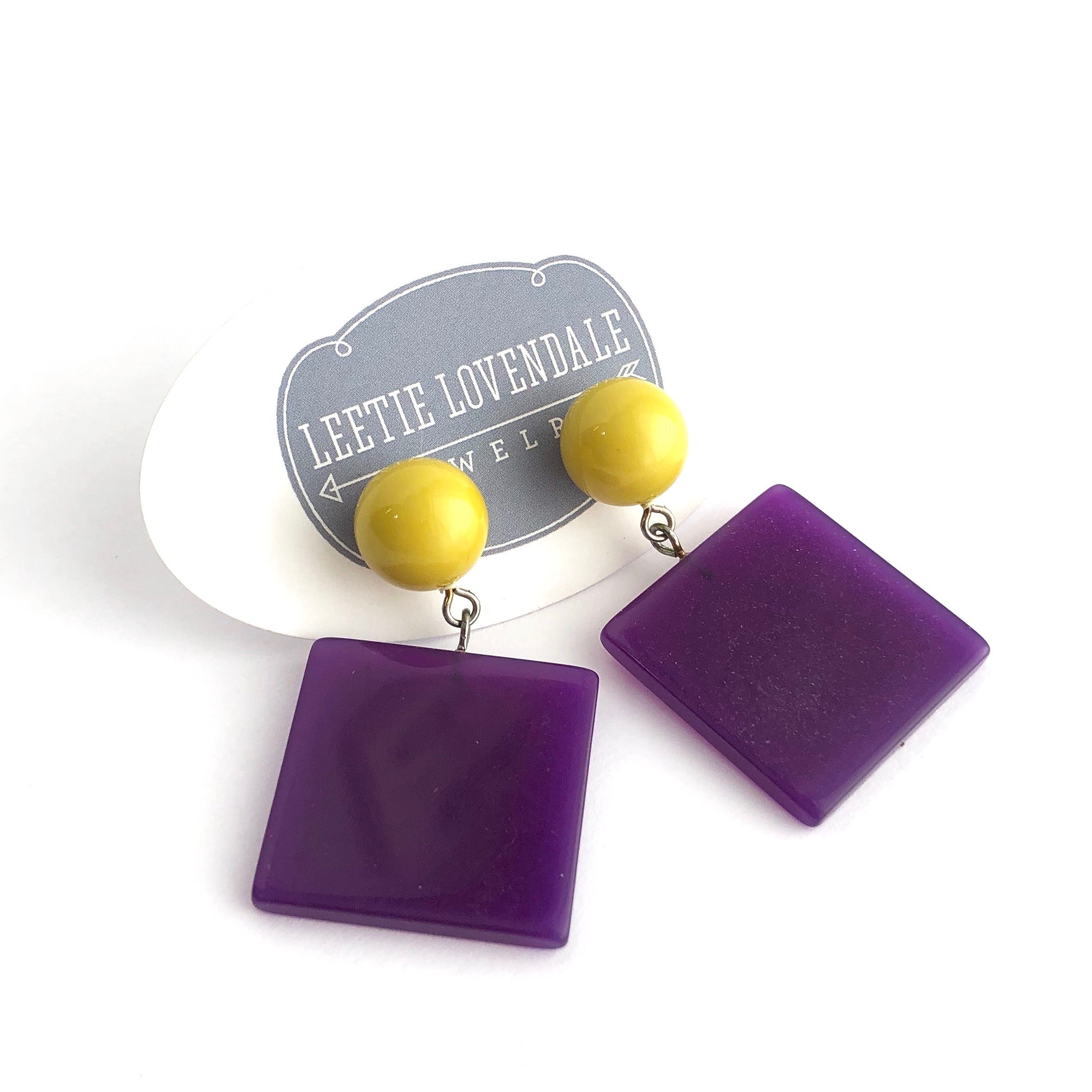 purple chartreuse earrings