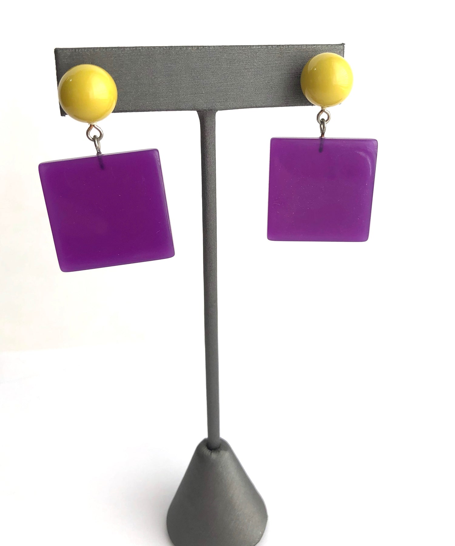 purple geometric earrings