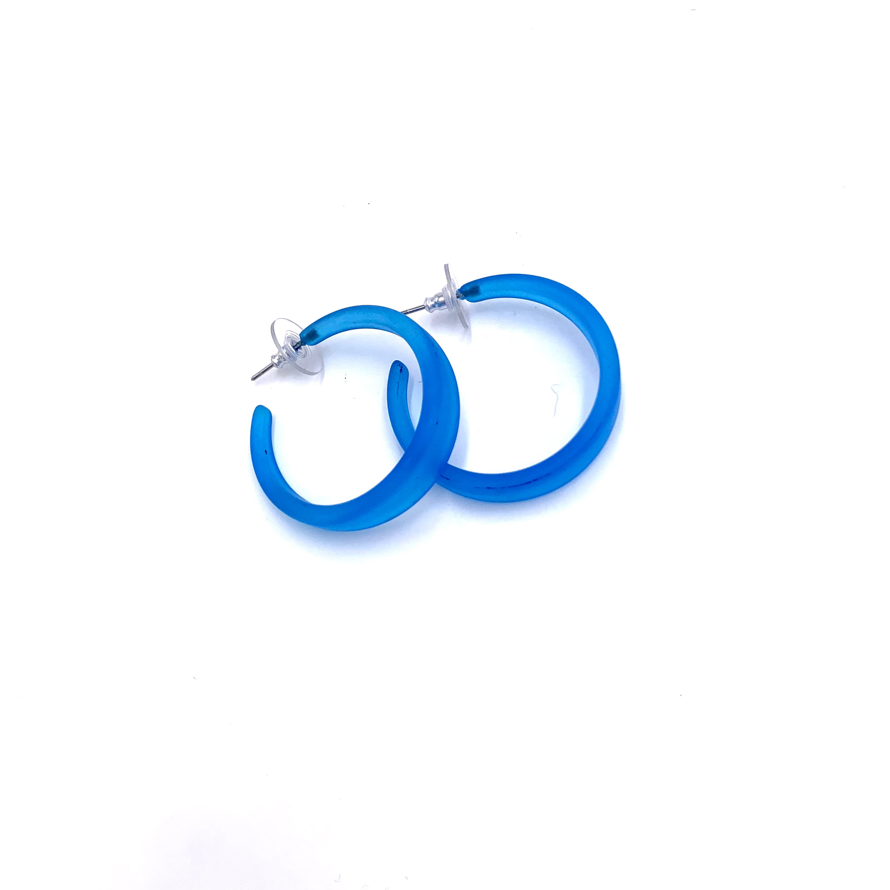 Aqua Blue Frosted Keira Hoop Earrings