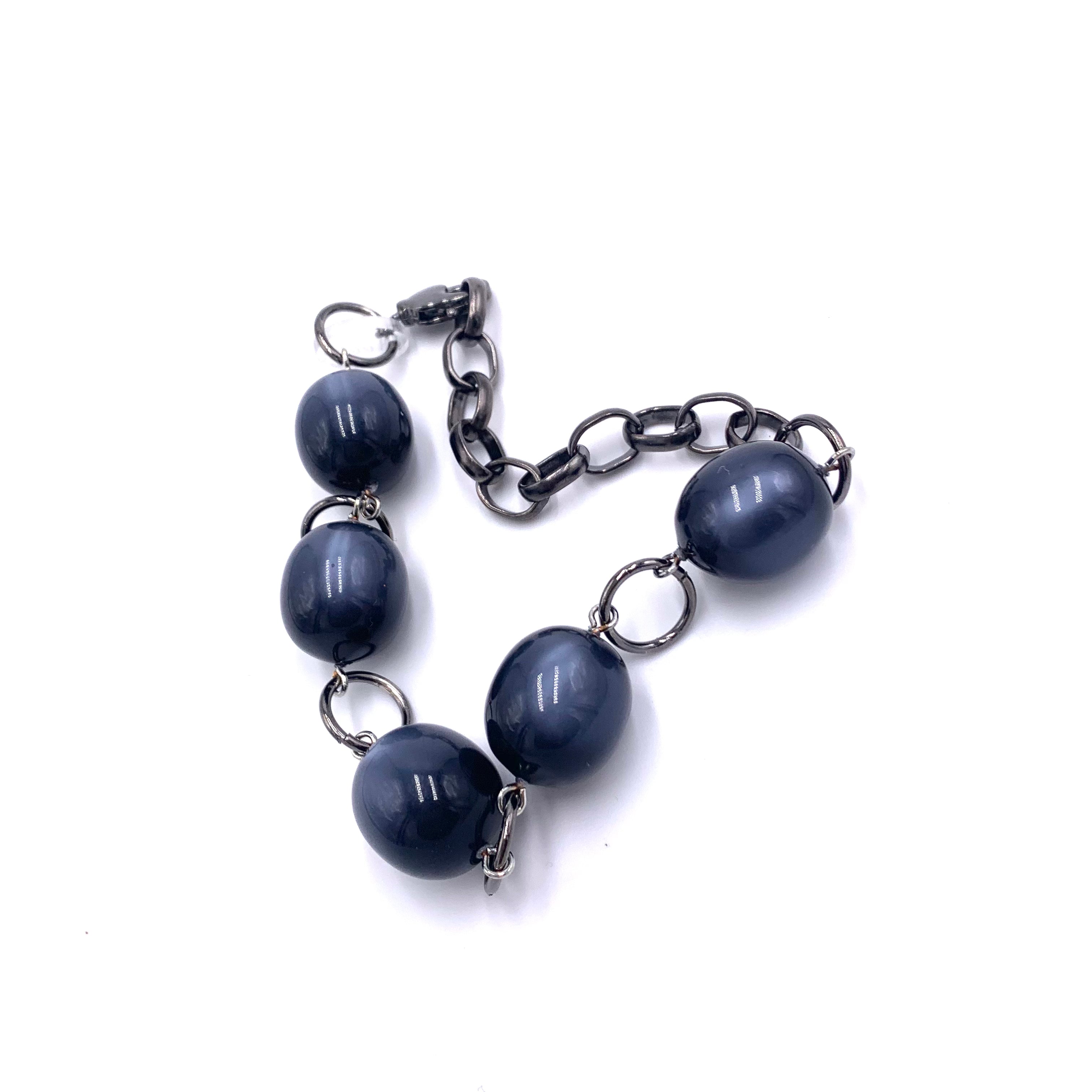 Charcoal Oval Moonglow Stations Bracelet