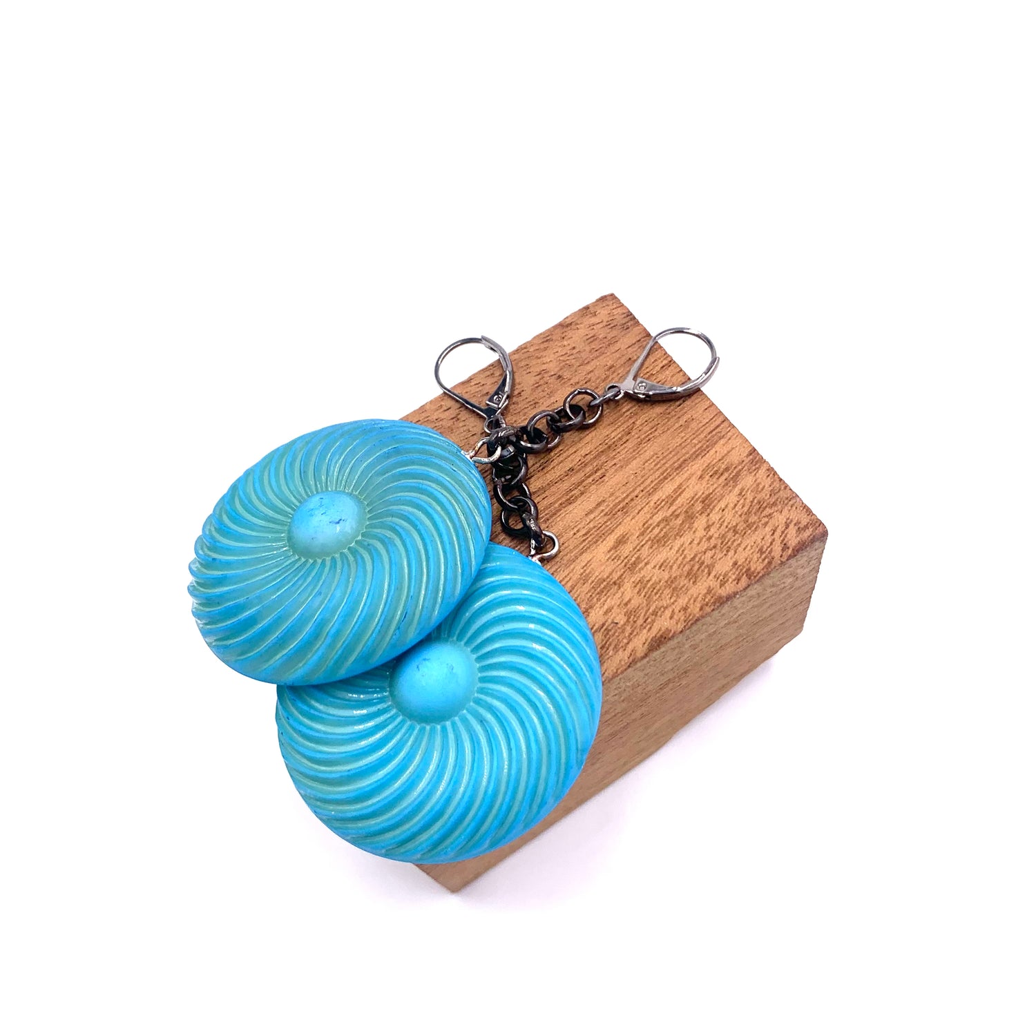Aqua Matte Pinwheel Earrings