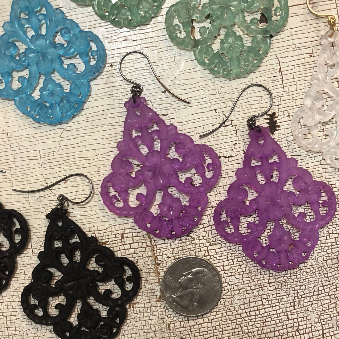 frosted chandelier earrings