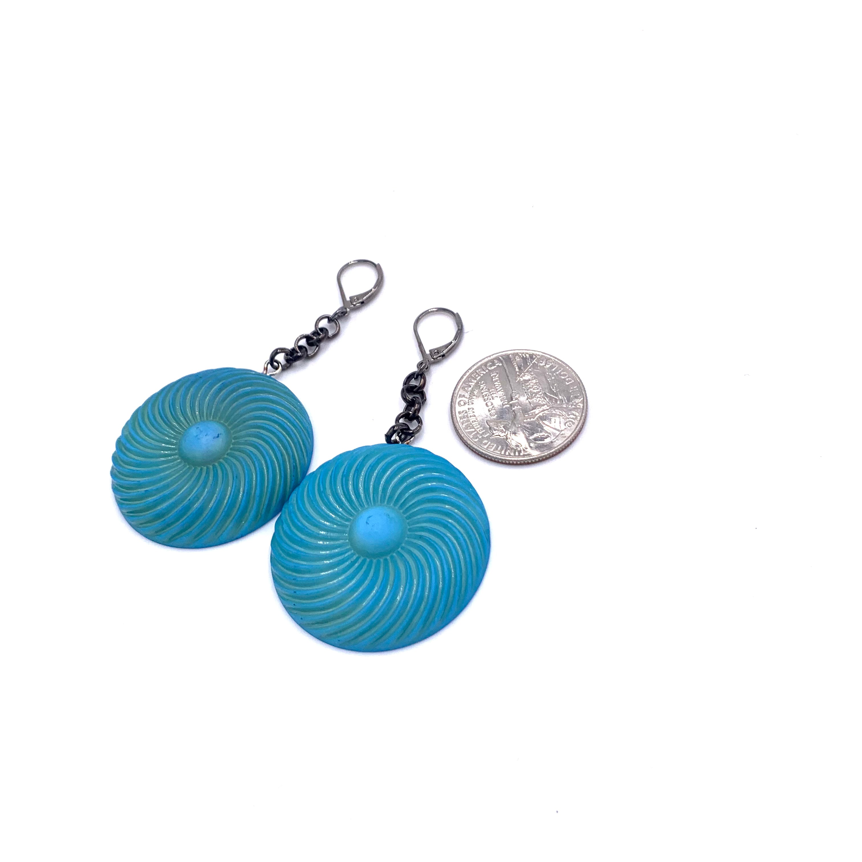 Aqua Matte Pinwheel Earrings