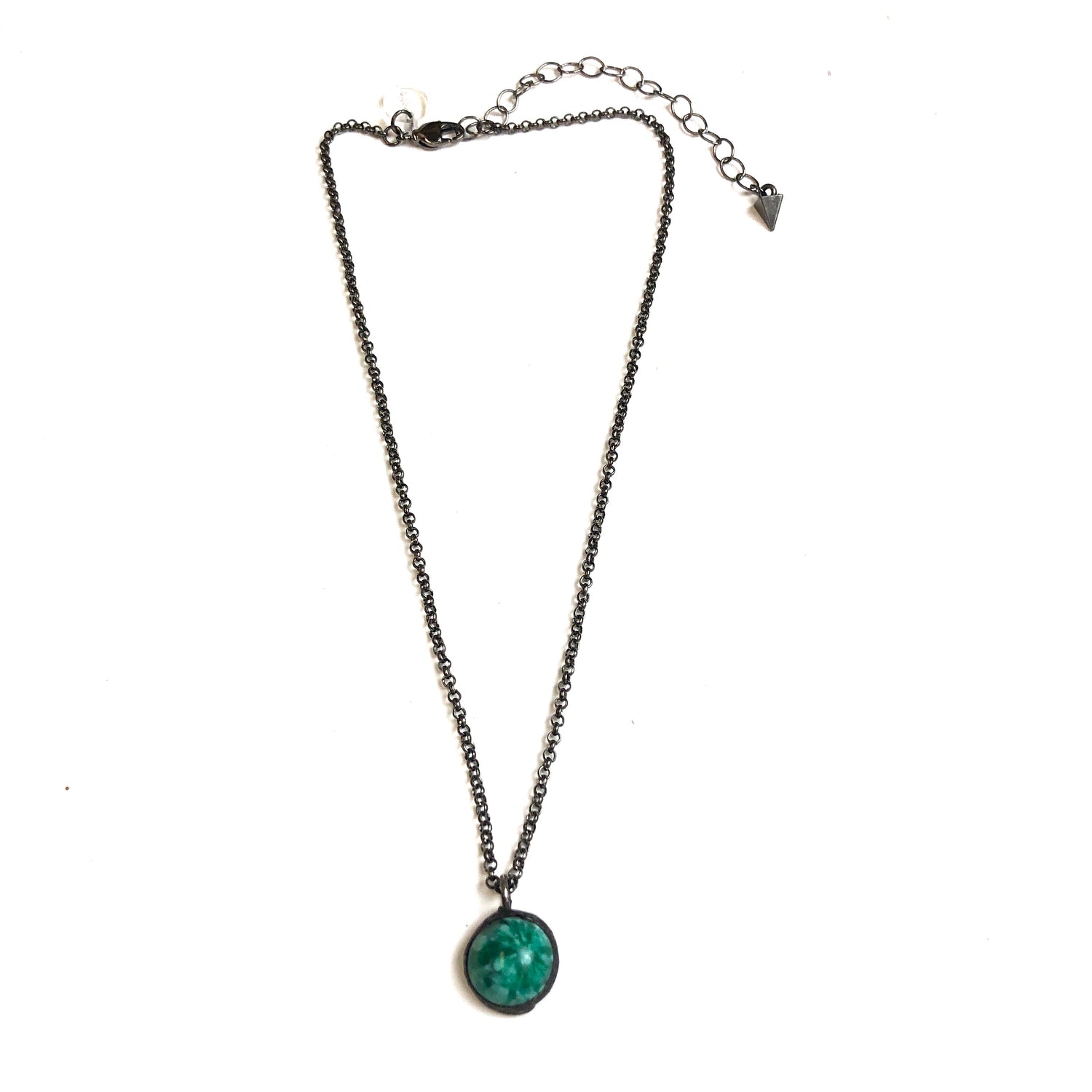 Jade Green Mosaic &amp; Gun Metal Layering Necklace - Shortie