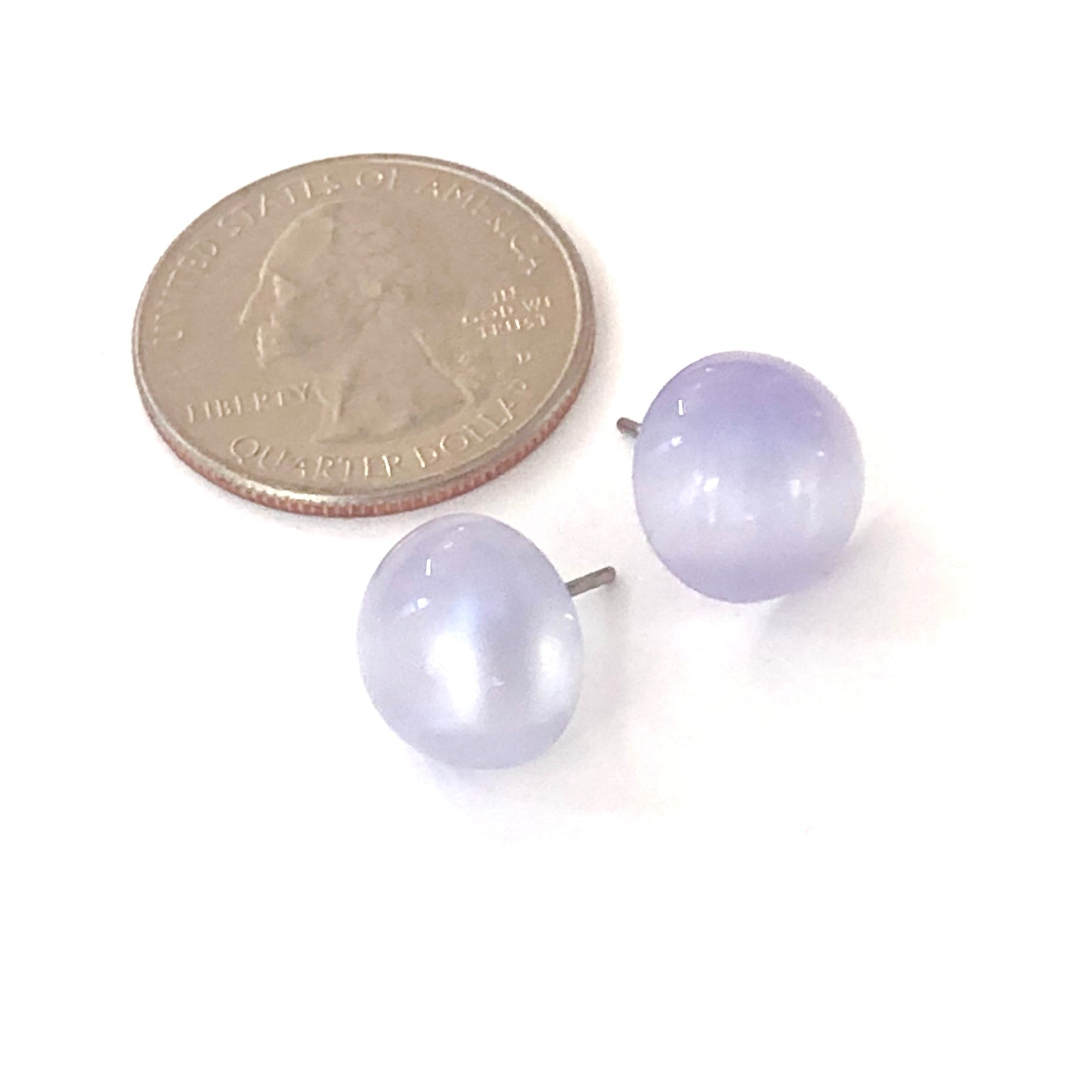 Lavender Moonglow Retro Button Studs Earrings
