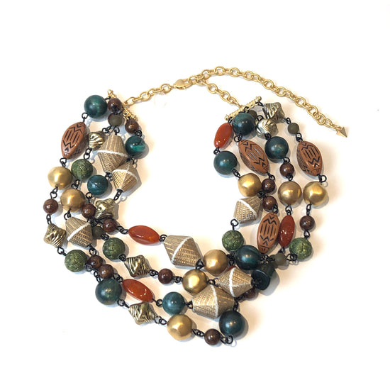 statement necklace gold earth mix