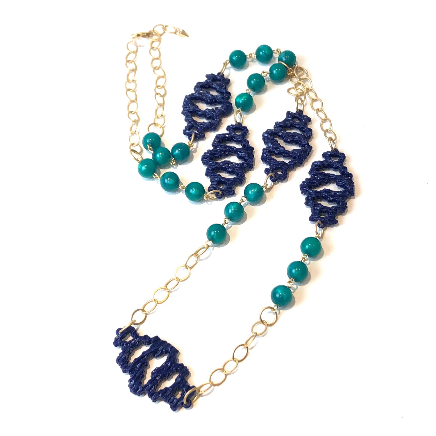 blue green gold necklace