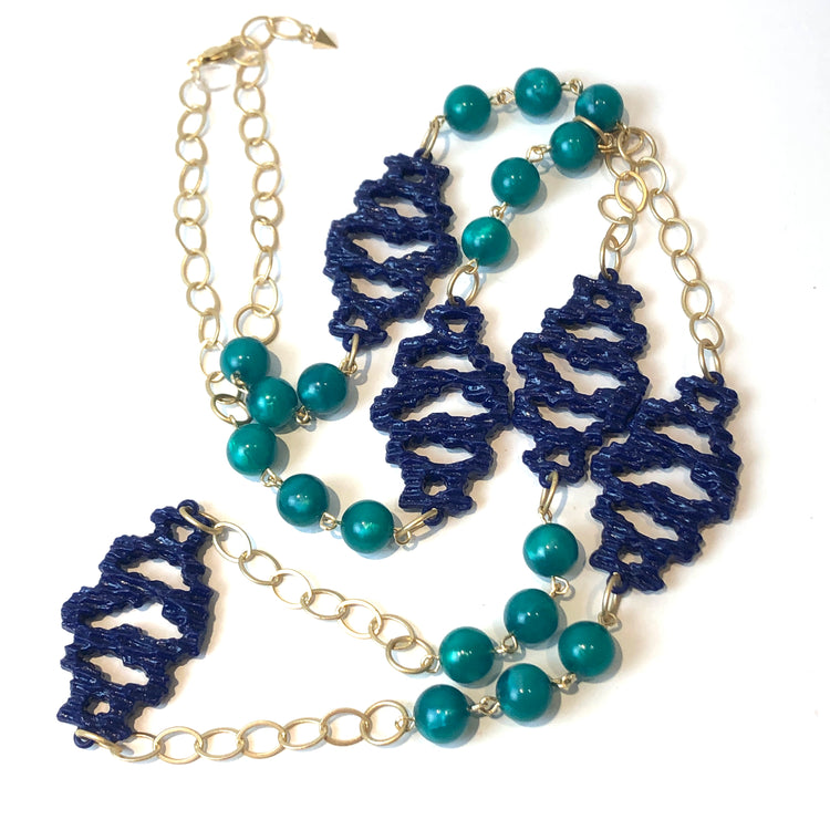 gold chain necklace blue coral