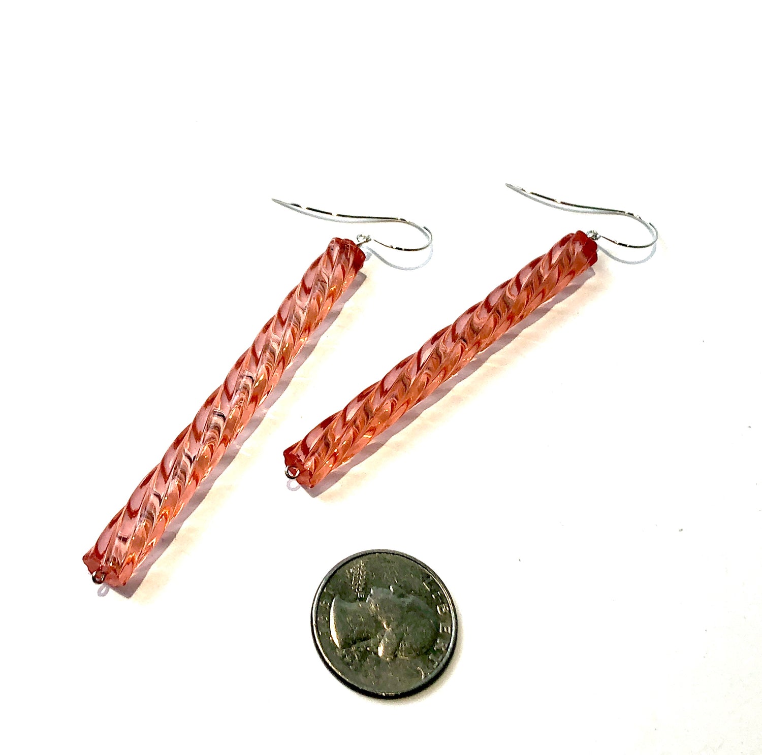 Coral Twisted Drop Earrings