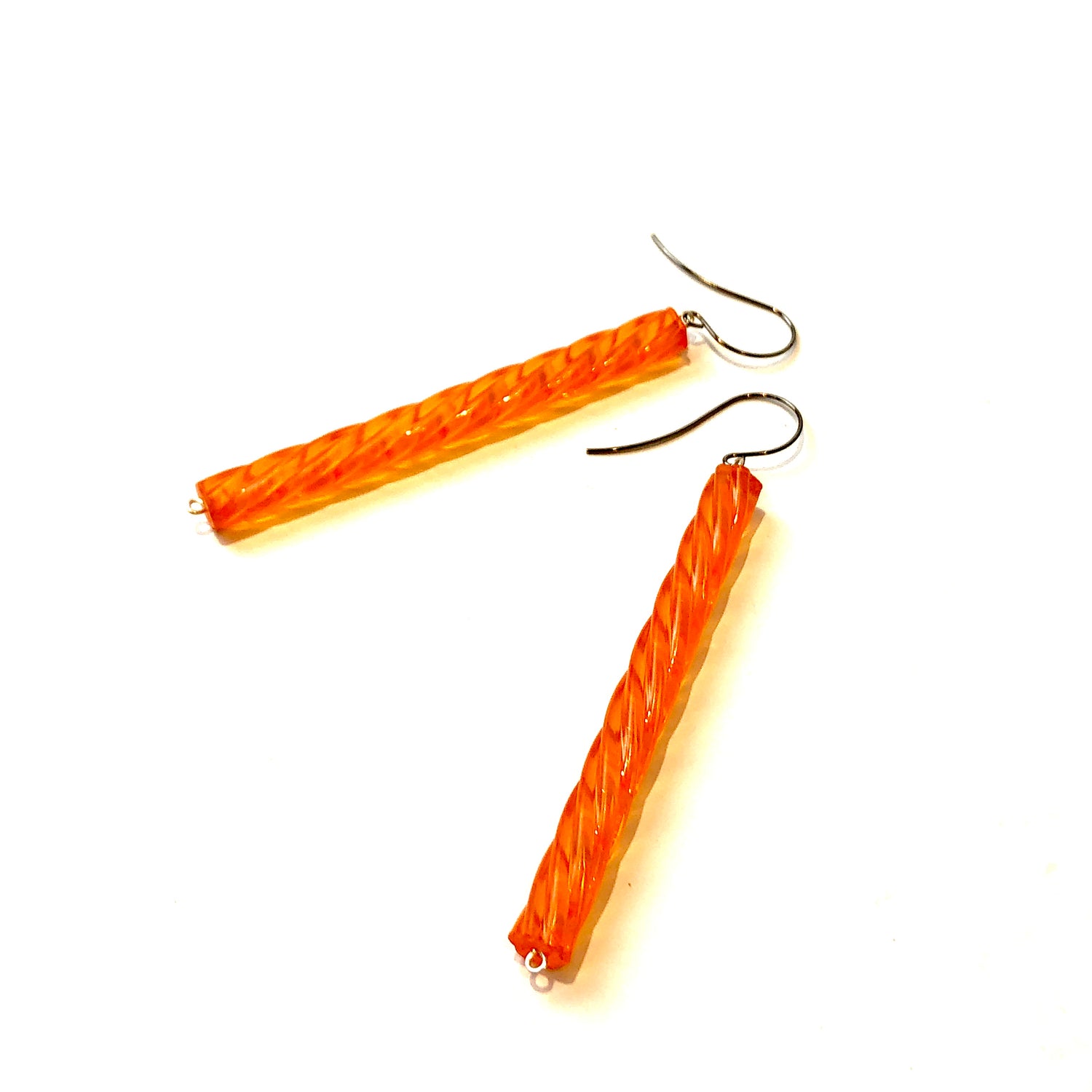 Orange Twisted Drop Earrings