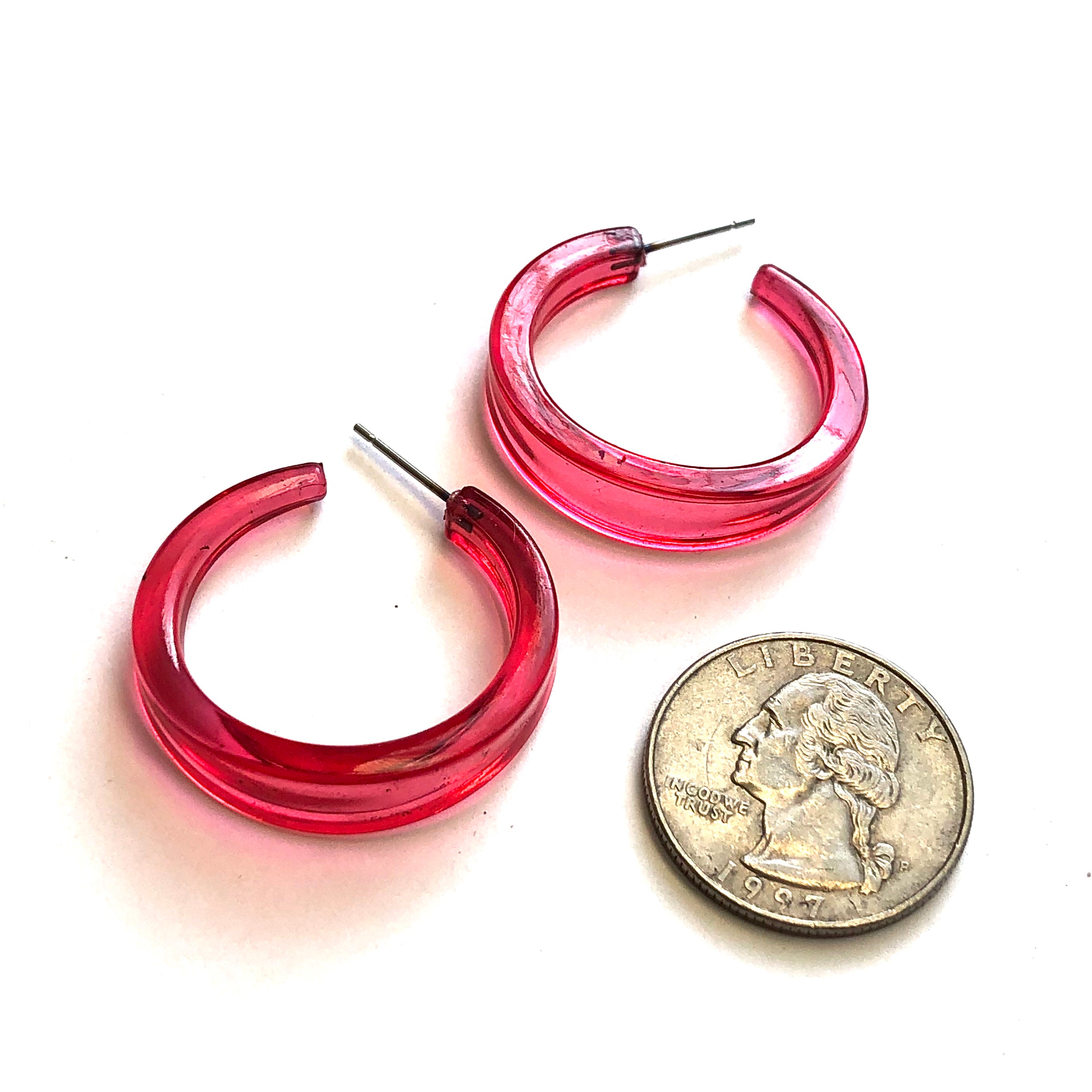 cranberry lucite hoops