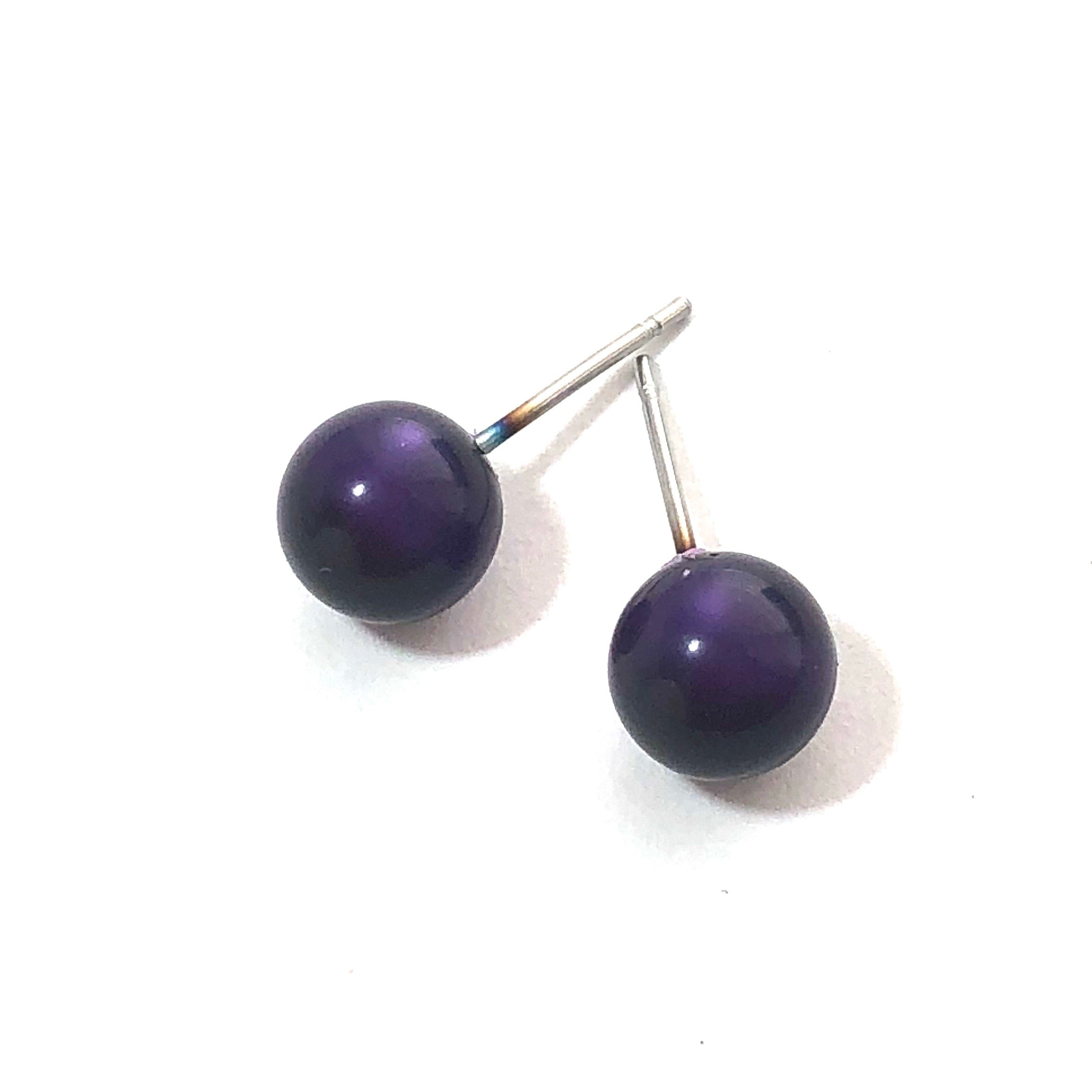 purple moonglow stud earrings