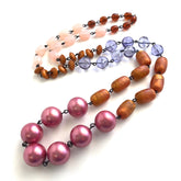 copper pink blue necklace