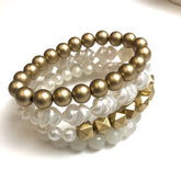 pearl white bracelets set
