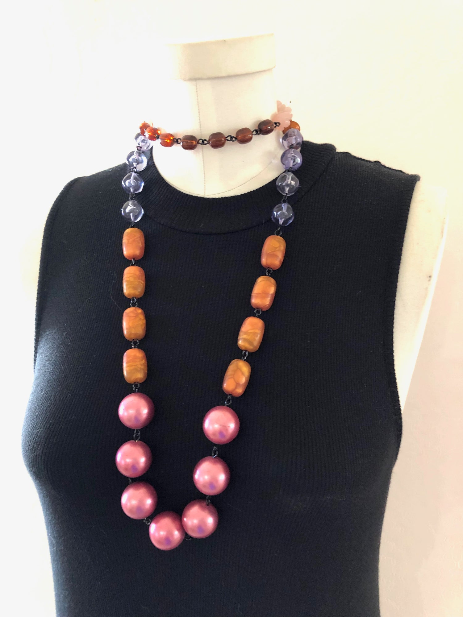 vintage lucite necklace long