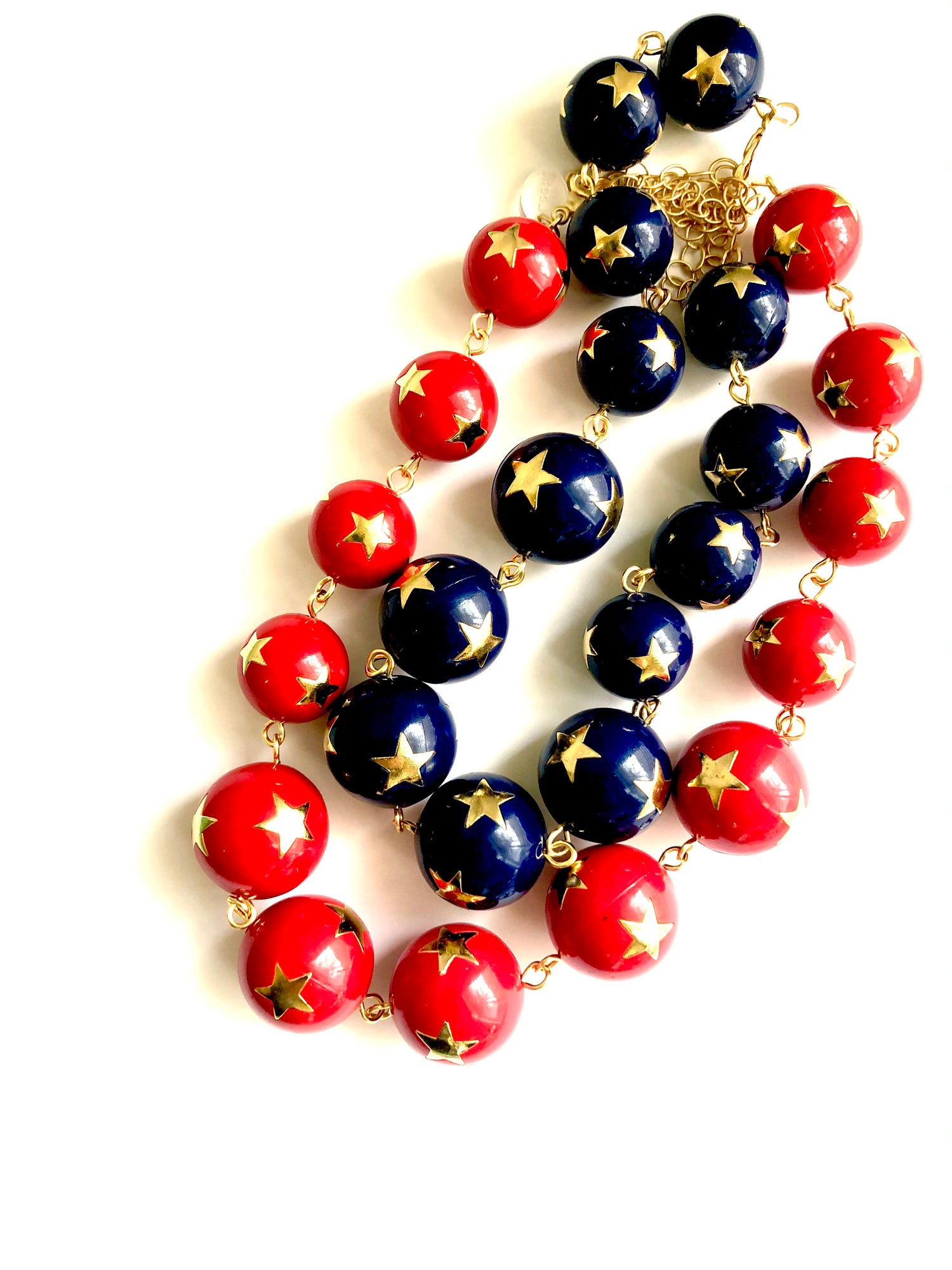 Red &amp; Gold Superstar Beaded Amelia Necklace