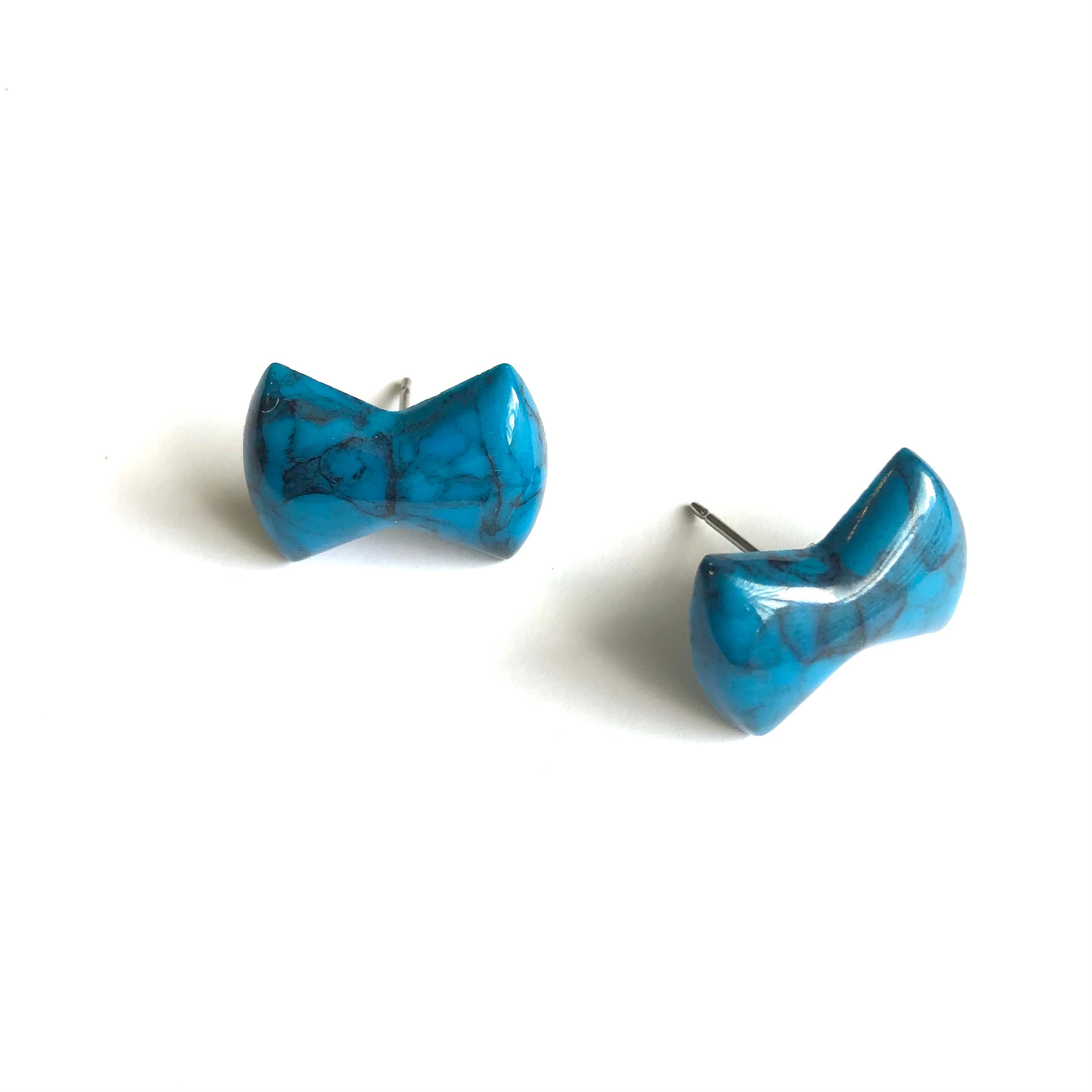 Turquoise Matrix Bow Stud Earrings