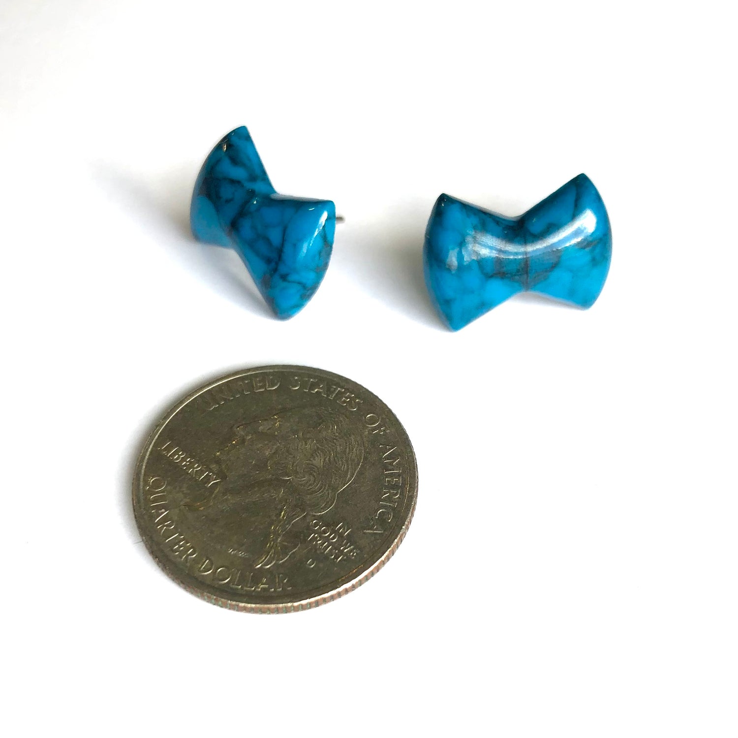 Turquoise Matrix Bow Stud Earrings