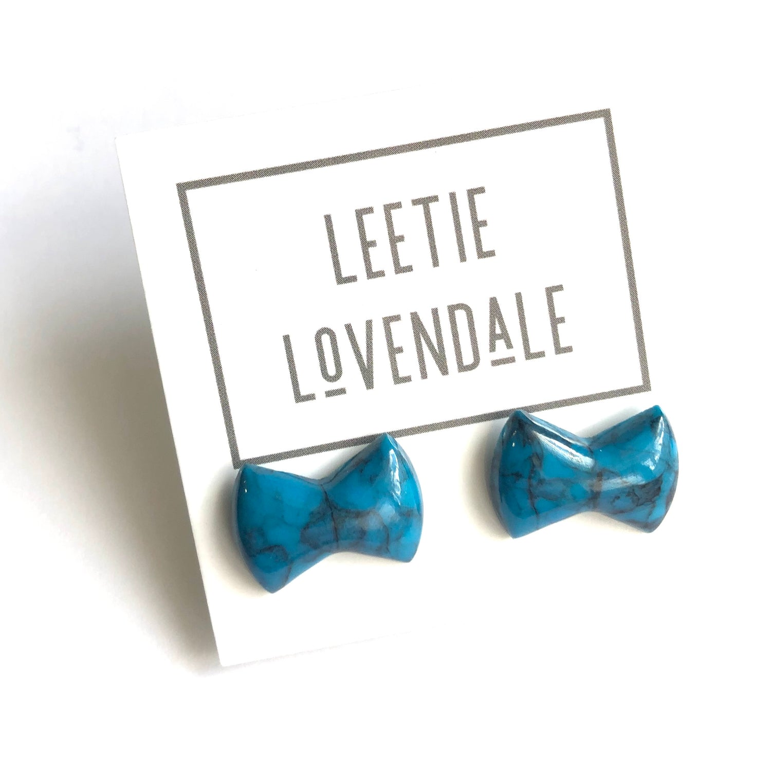 Turquoise Matrix Bow Stud Earrings