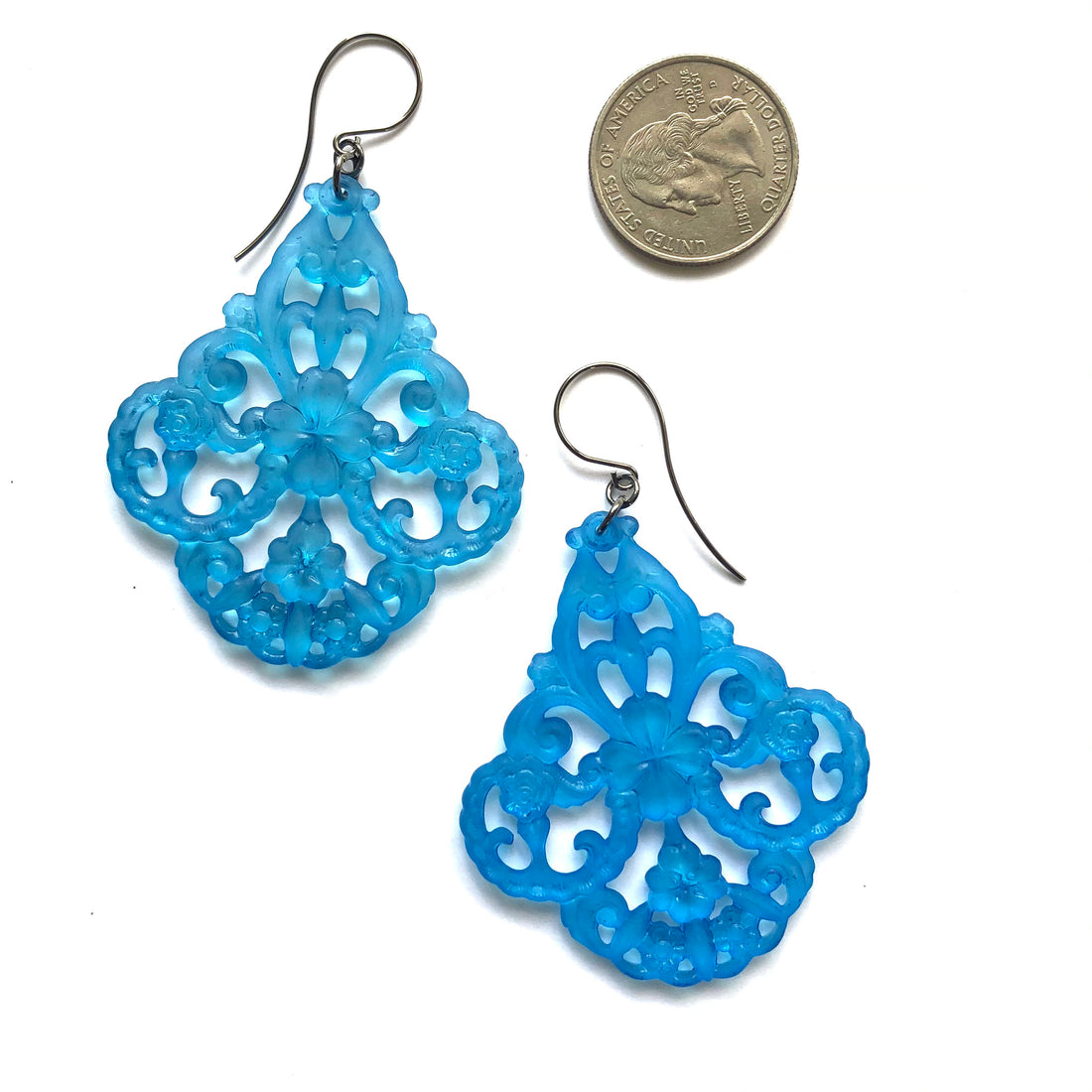 turquoise blue statement earrings