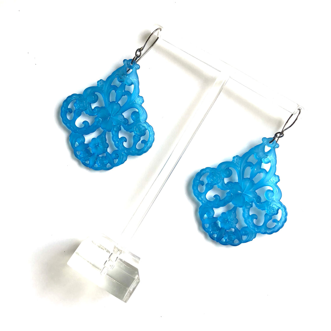 aqua blue filigree earrings