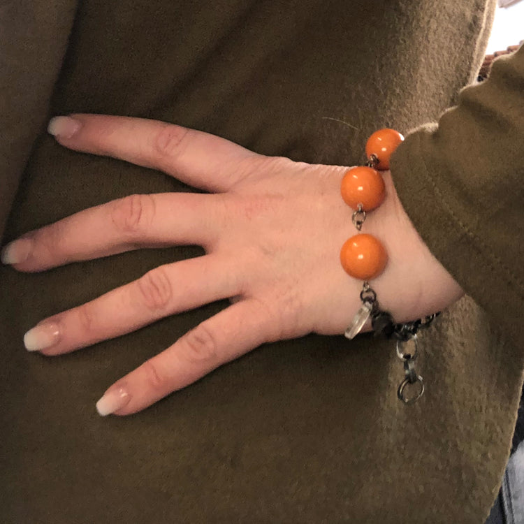 orange lucite bauble bracelet