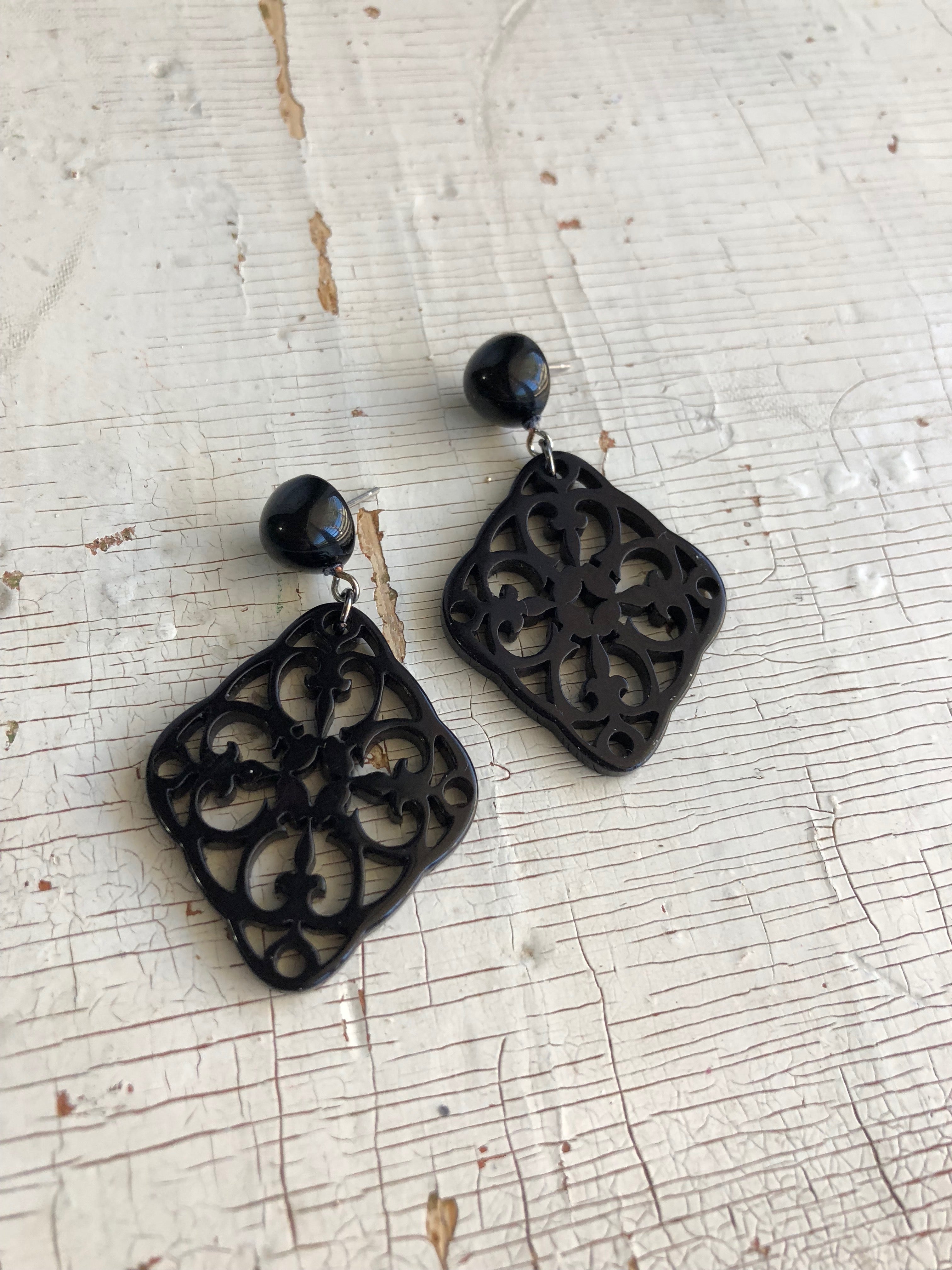 black lace earrings