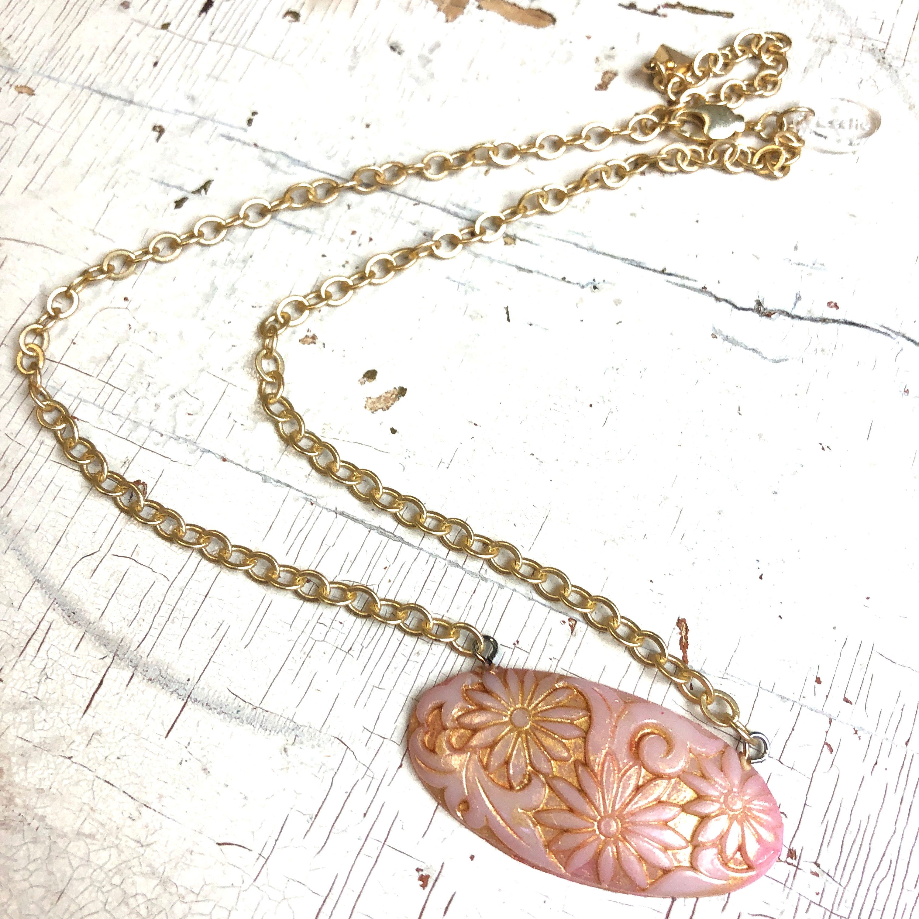 frosted gold flower necklace